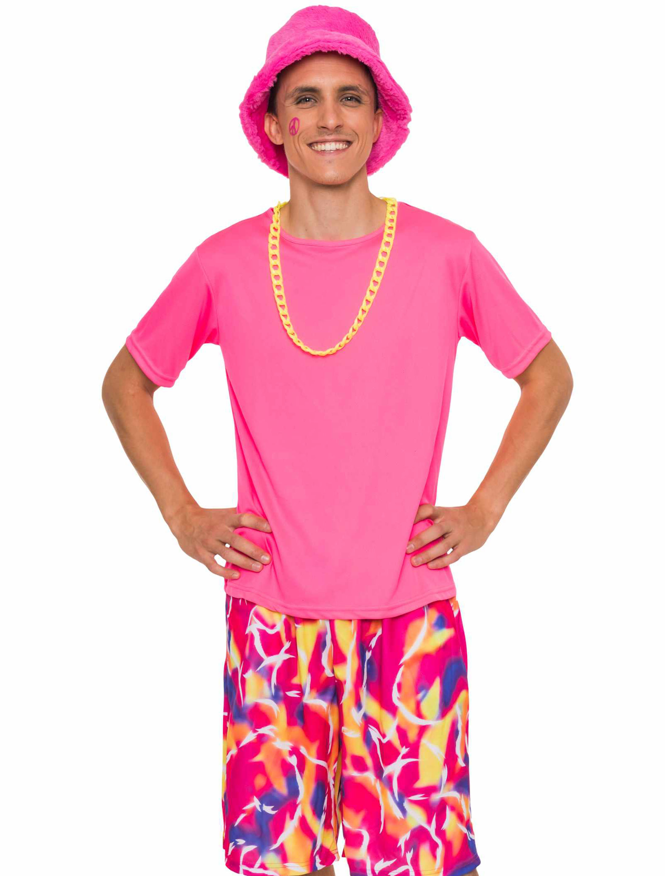 T-Shirt Neon Unifarben Herren neonpink 2XL/3XL