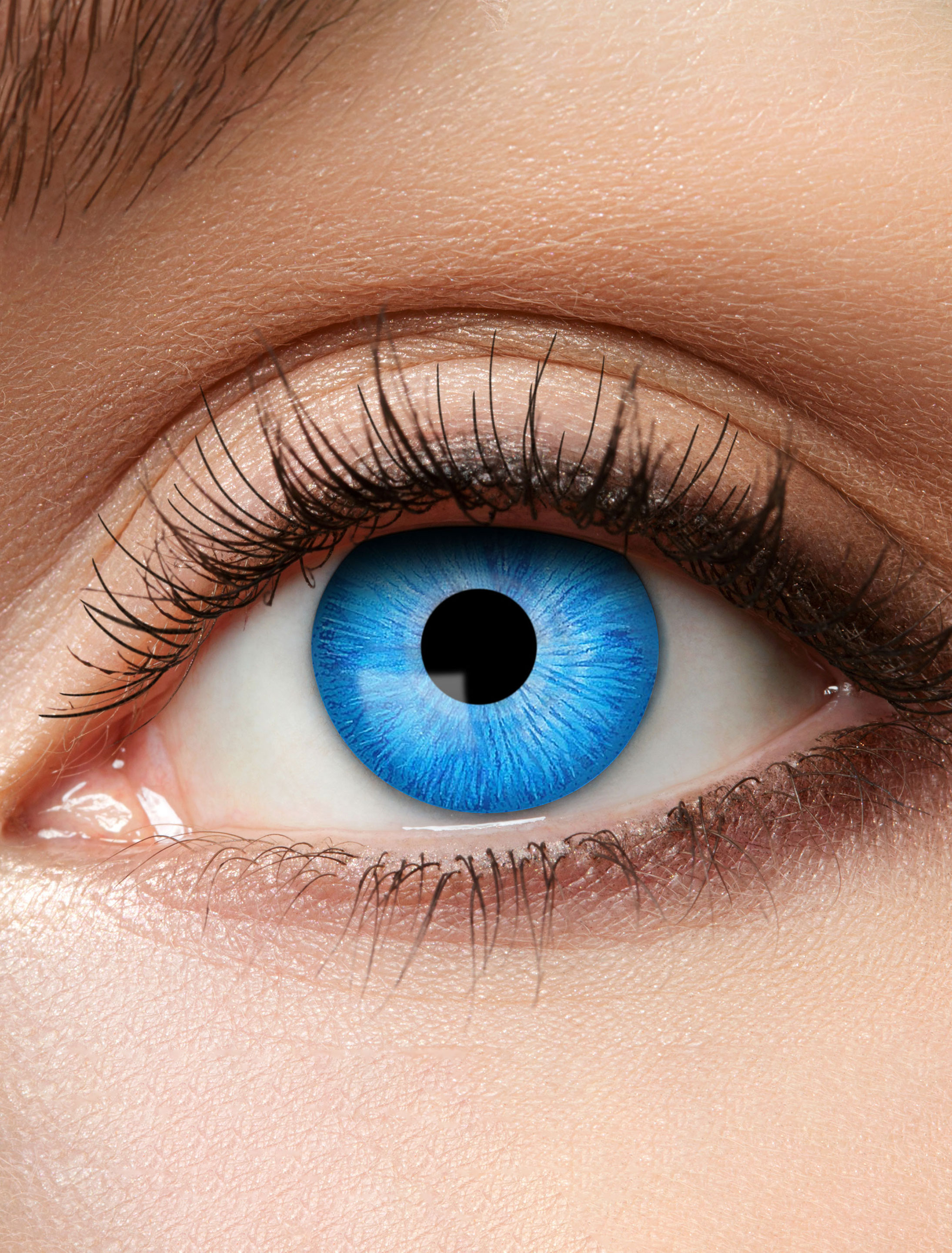 Kostümzubehör Kontaktlinsen One Tone Blue/White Farbe: weiß/blau