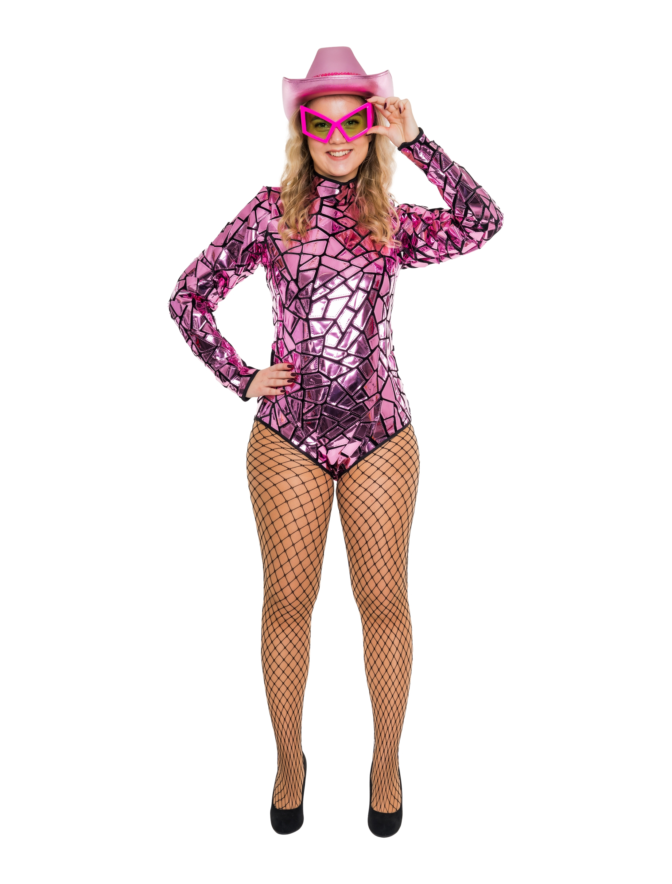 Body mit Spiegelmosaik Damen rosa L/XL
