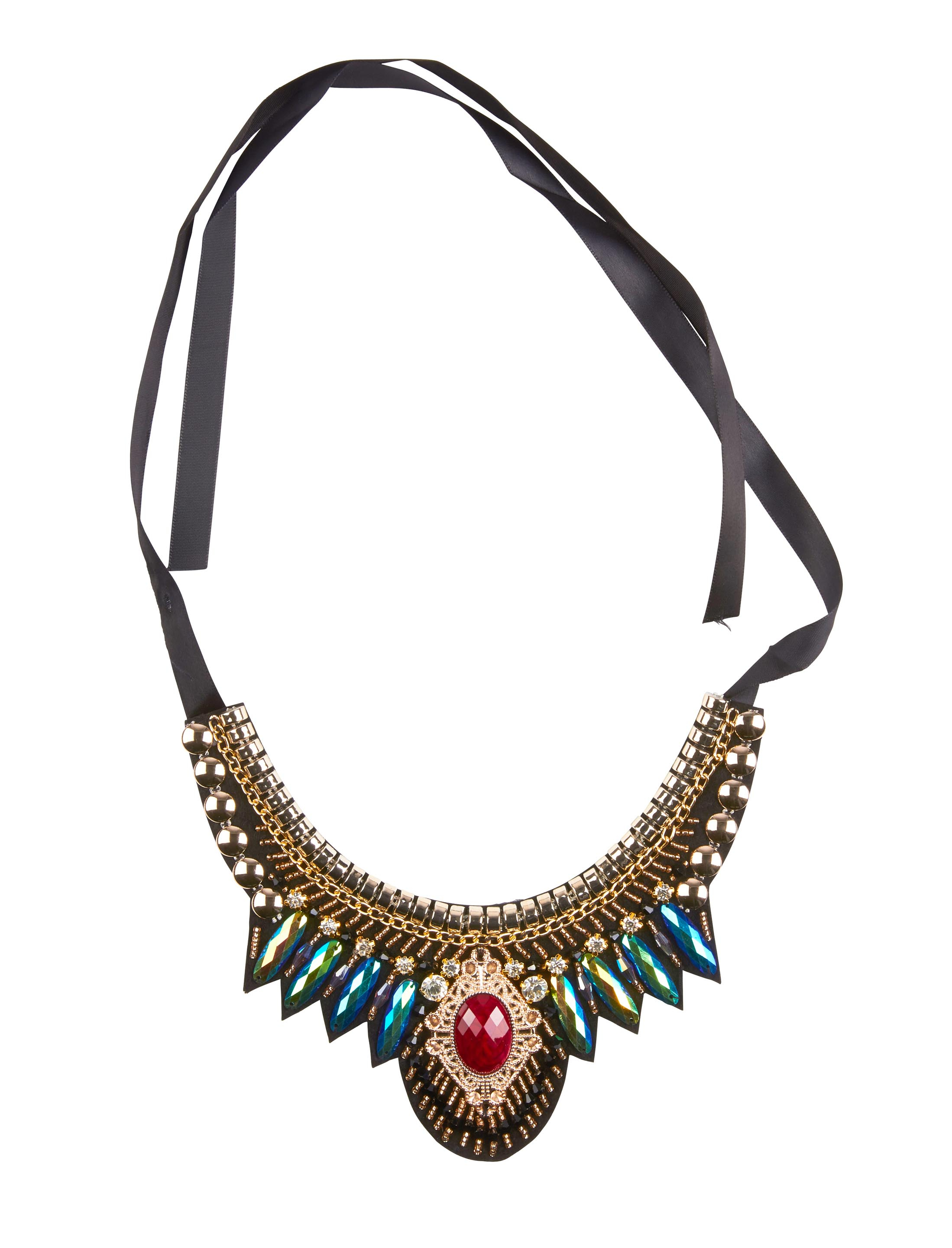 Kostümzubehör Halskette mit Steinen Farbe: mehrfarbig