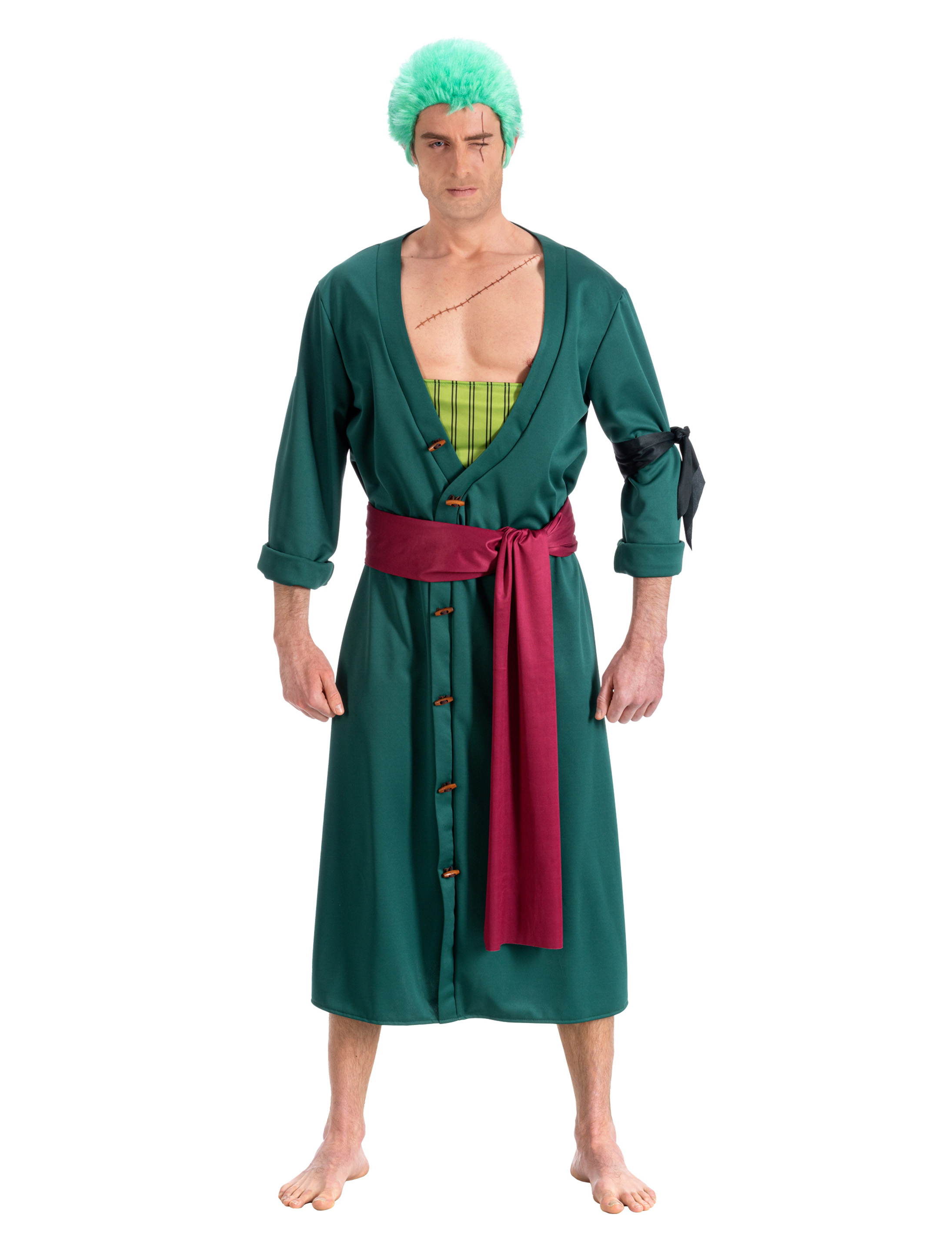 Kostüm Zorro One Piece 2-tlg. Herren rot/grün L