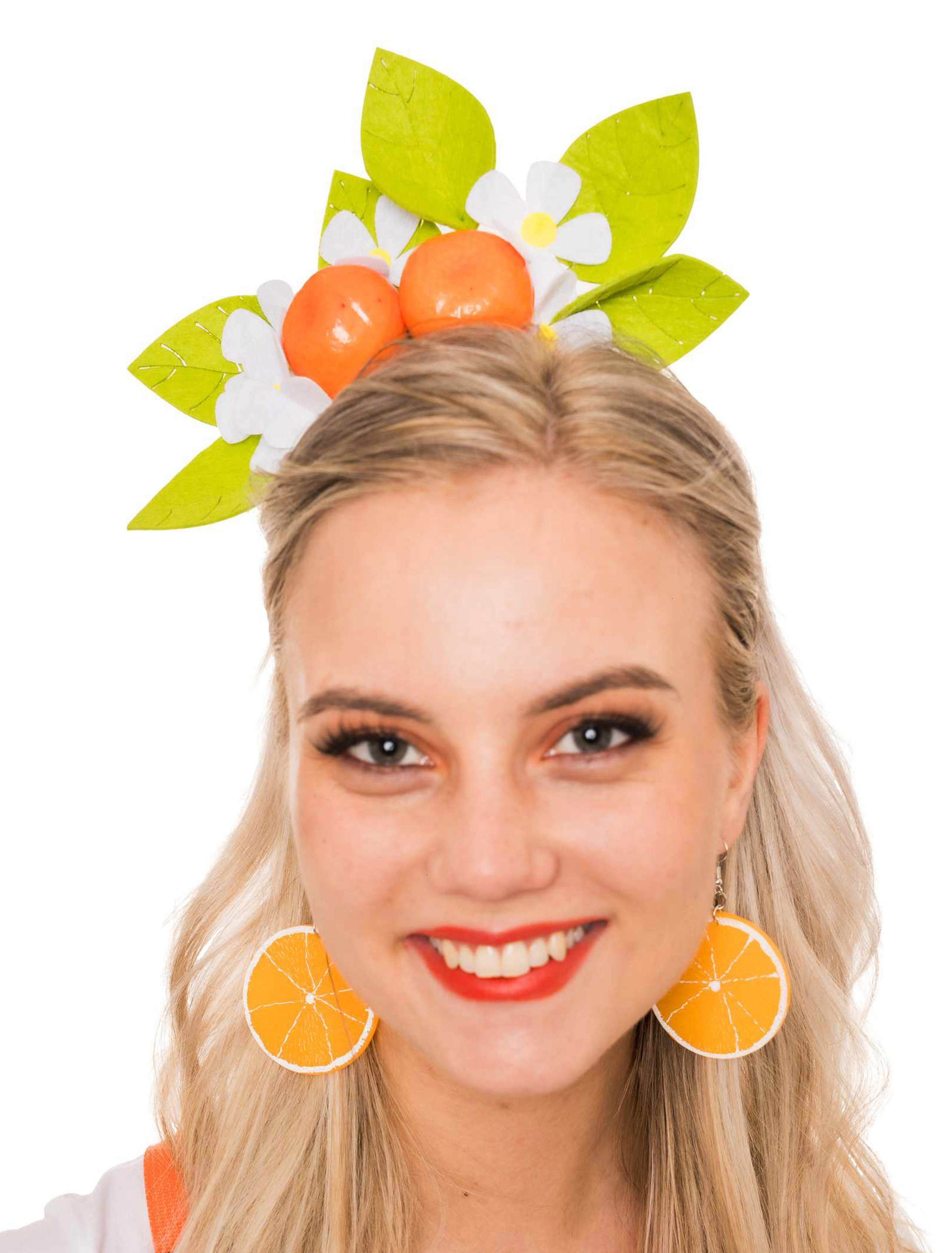Kostümzubehör Ohrringe Zitrus orange