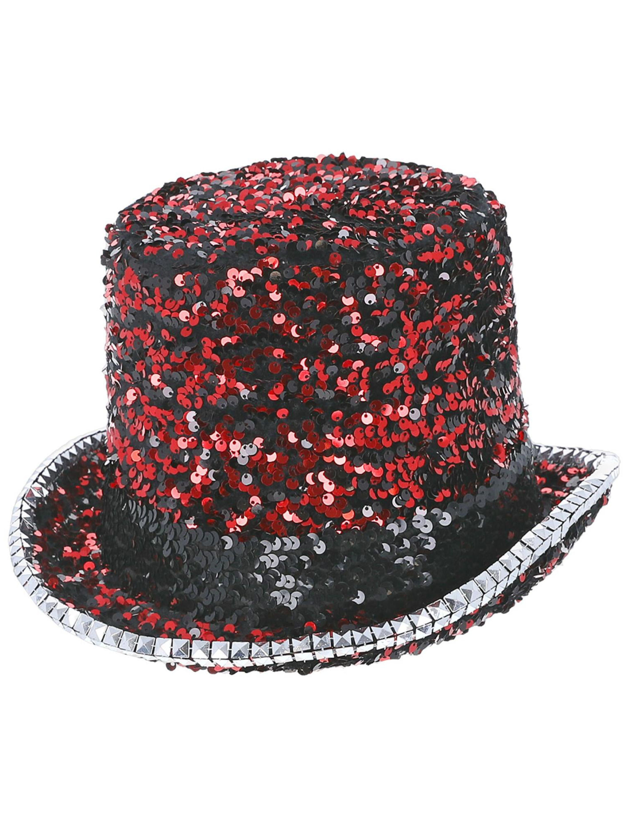 Kostümzubehör Zylinder Pailletten deluxe rot one size