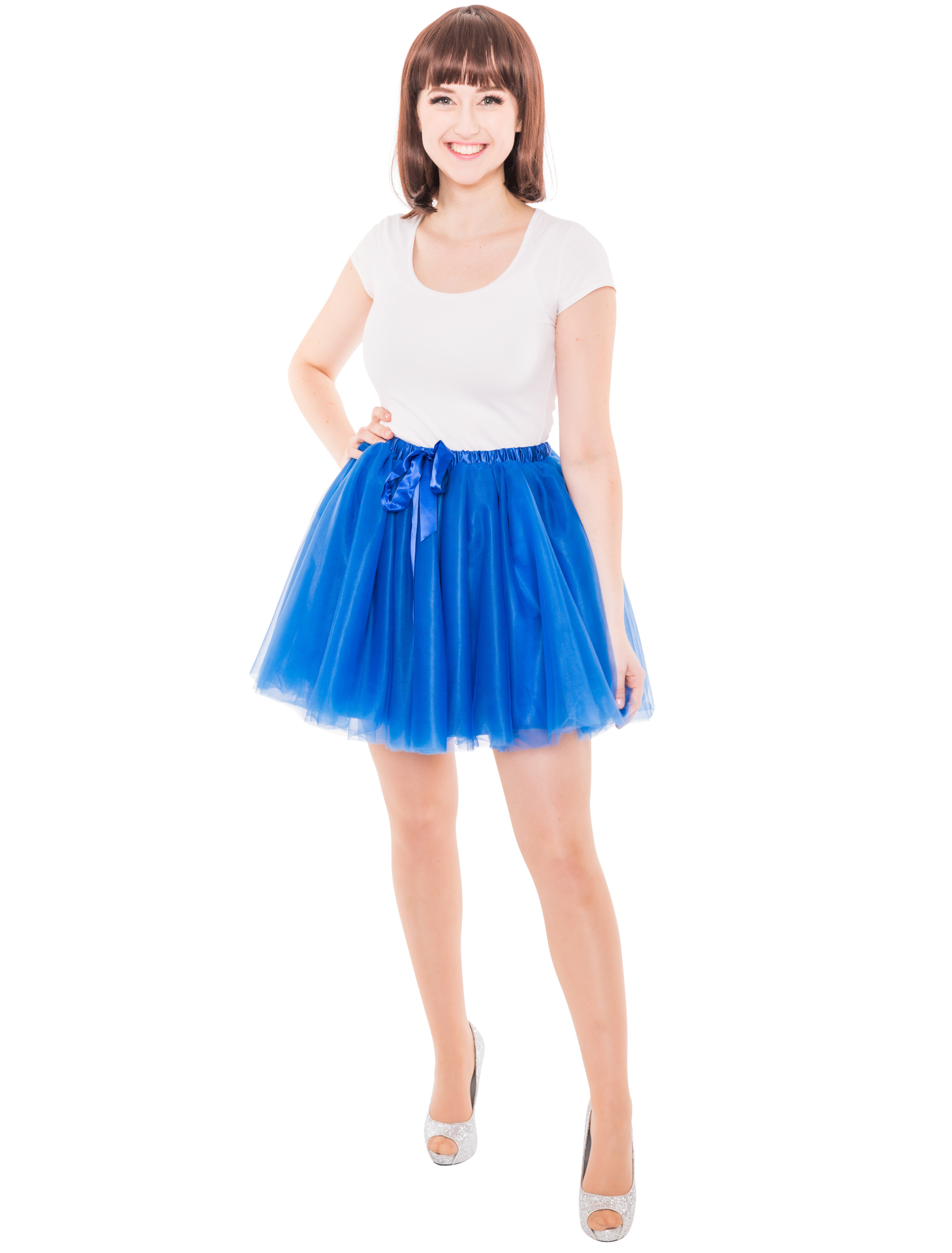 Tüllrock Damen blau one size