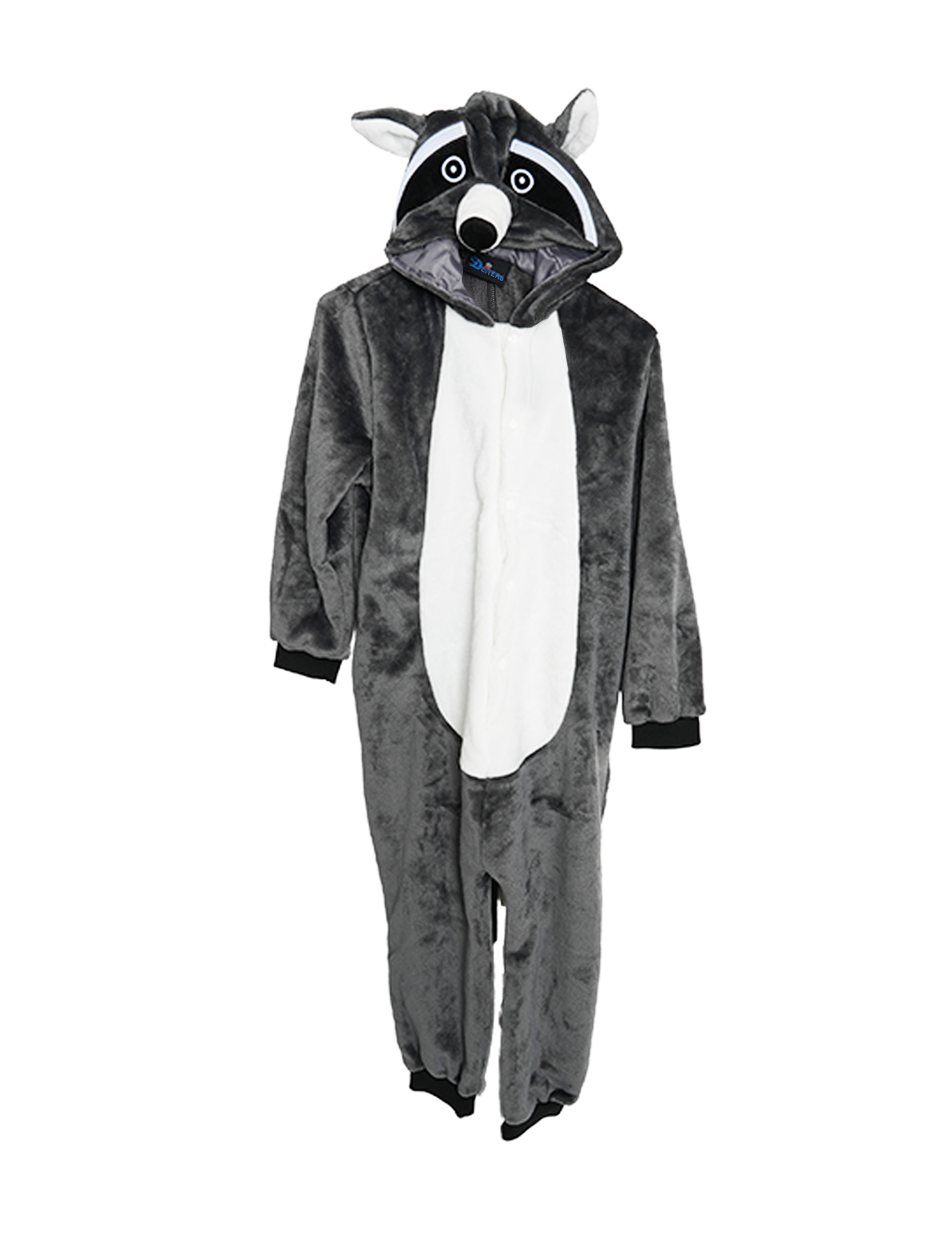 Overall Plüsch Waschbär Kinder schwarz/weiß 116/128