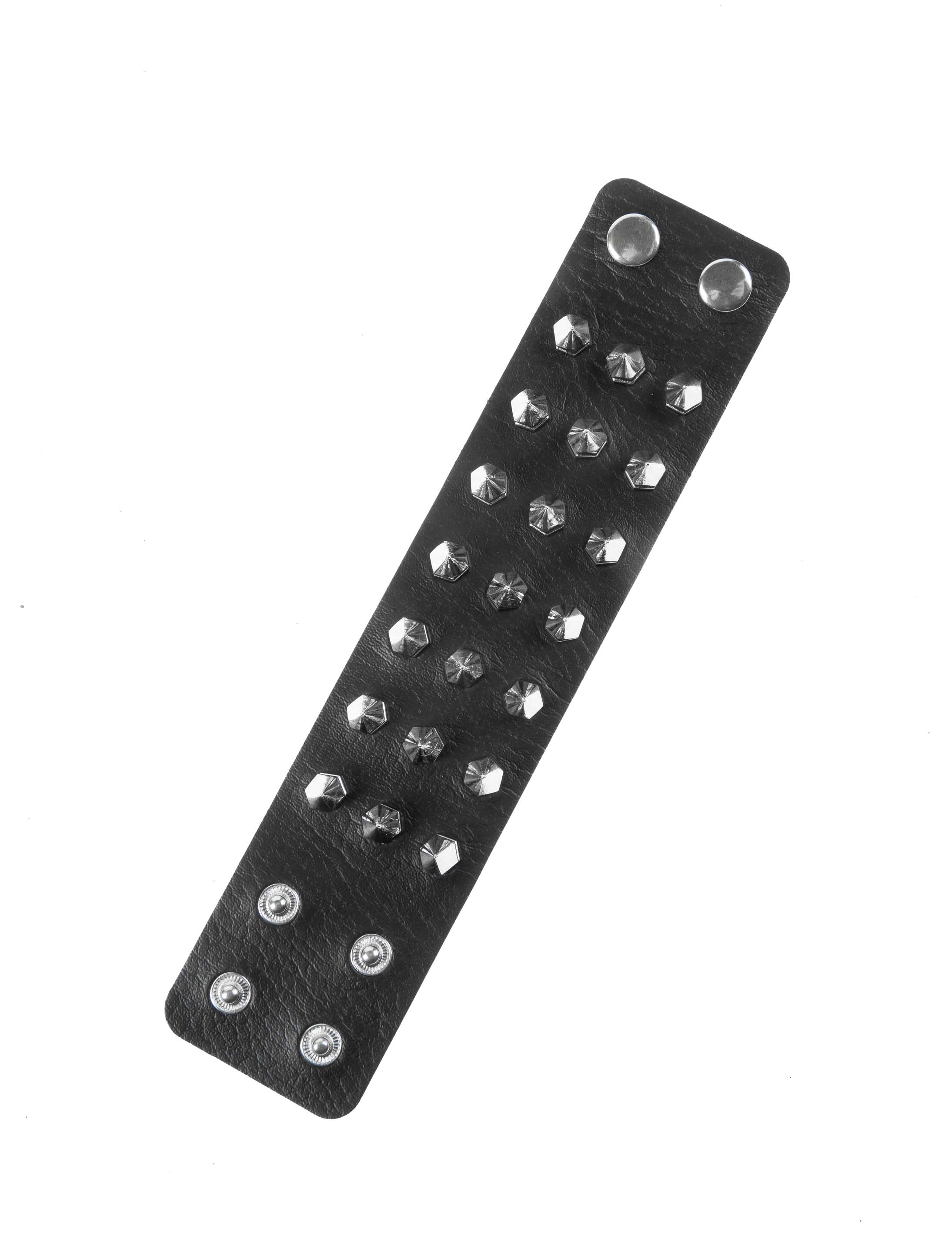 Kostümzubehör Kunstleder-Armband mit Nieten schwarz