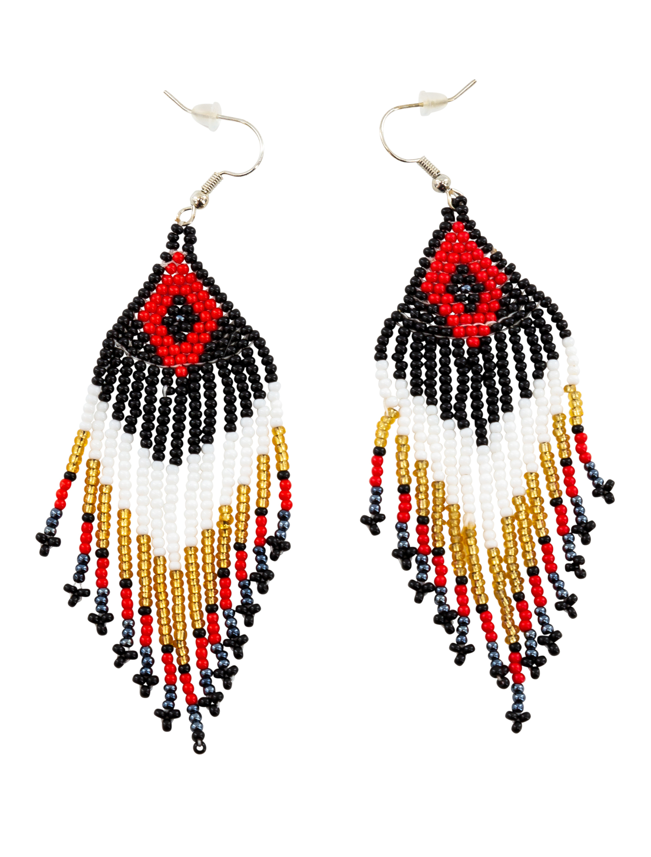 Kostümzubehör Ohrringe Perlen schwarz/weiß/rot