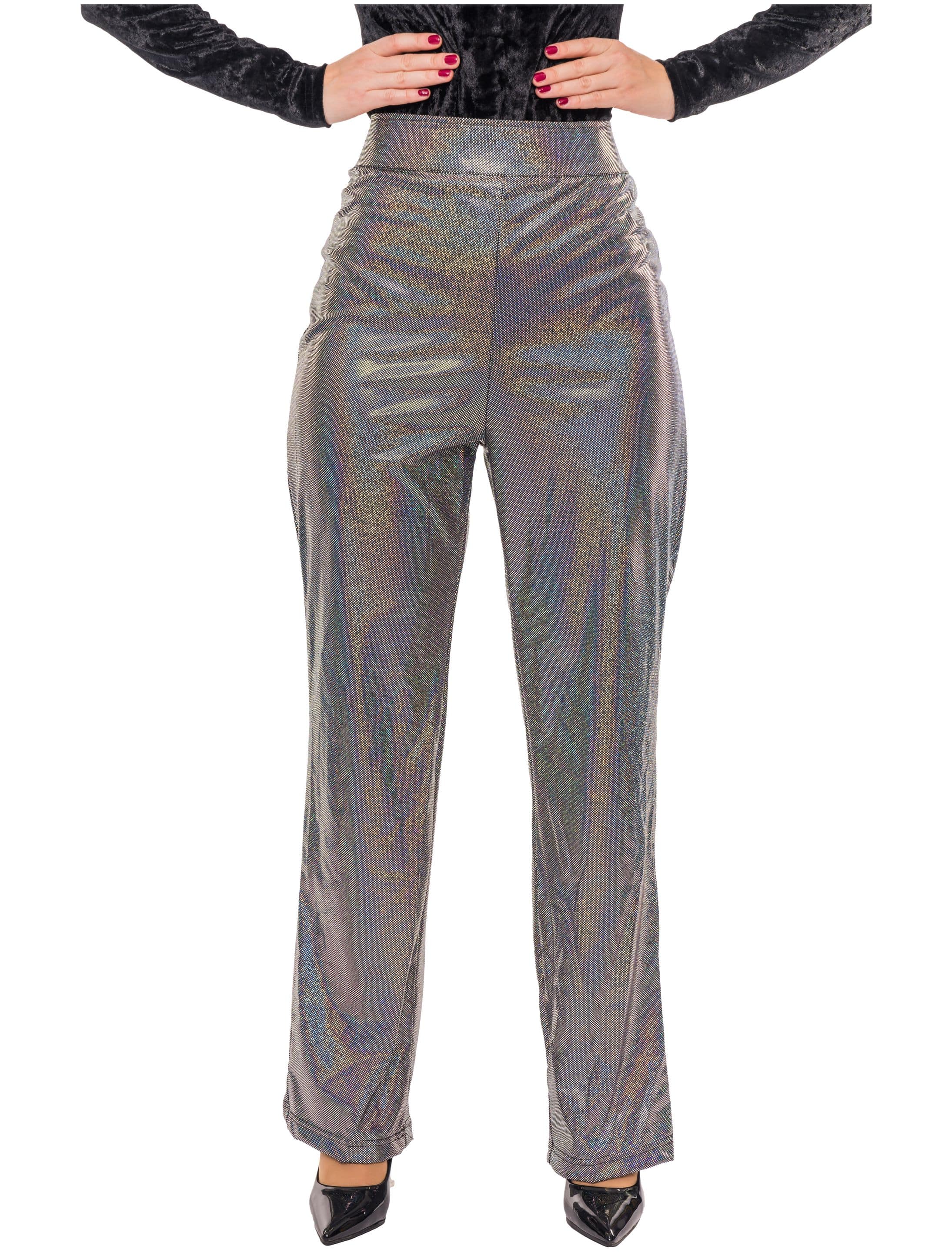 Leggings glanz Damen silber S/M