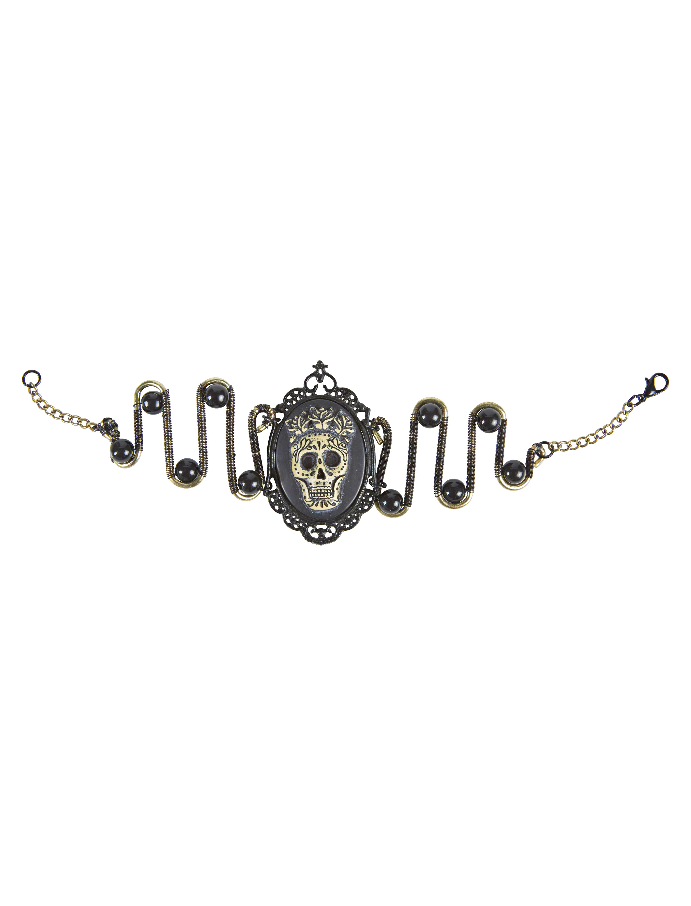 Kostümzubehör Armband Sugar Skull schwarz