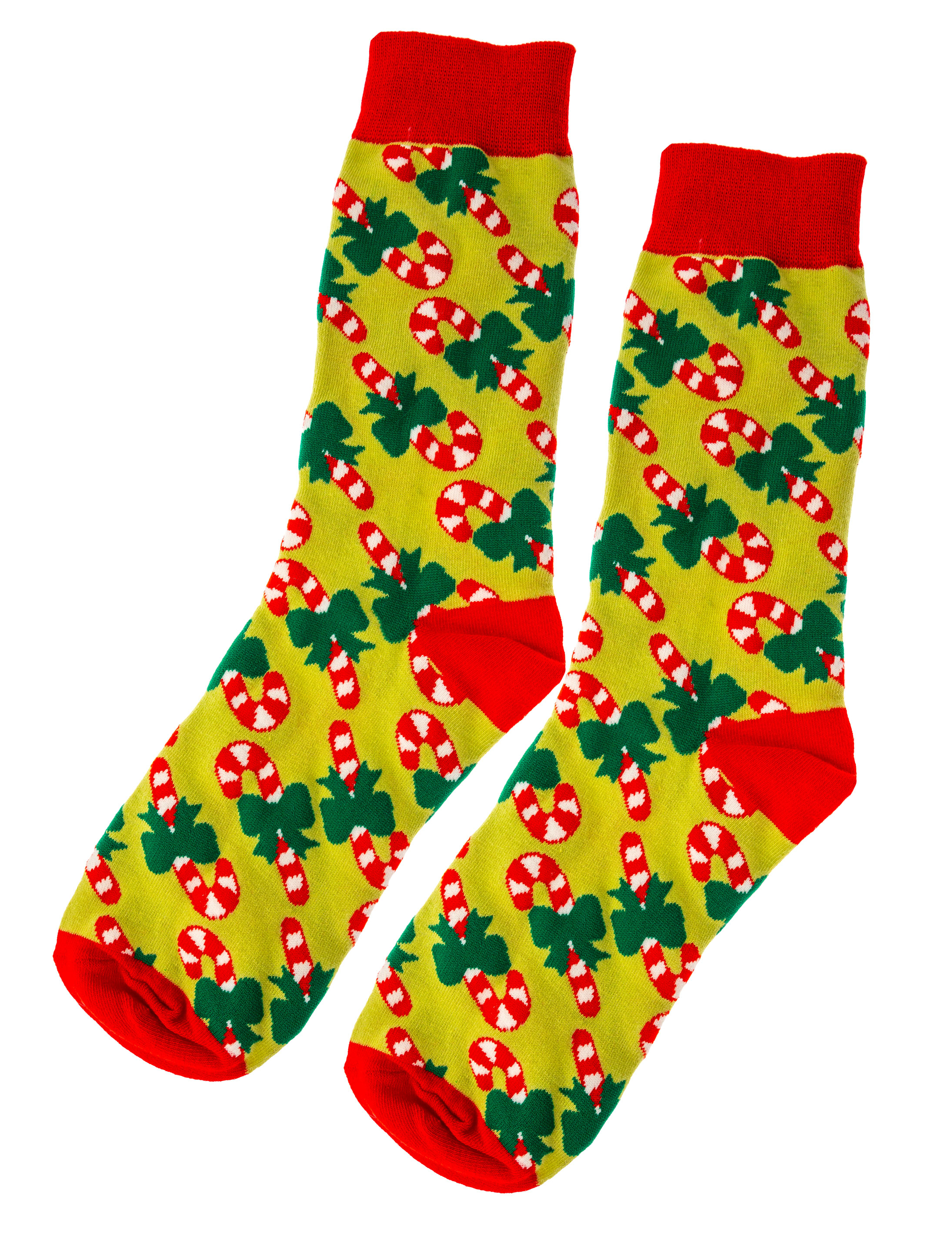 Kostümzubehör Socken Zuckerstangen one size Farbe: rot/grün