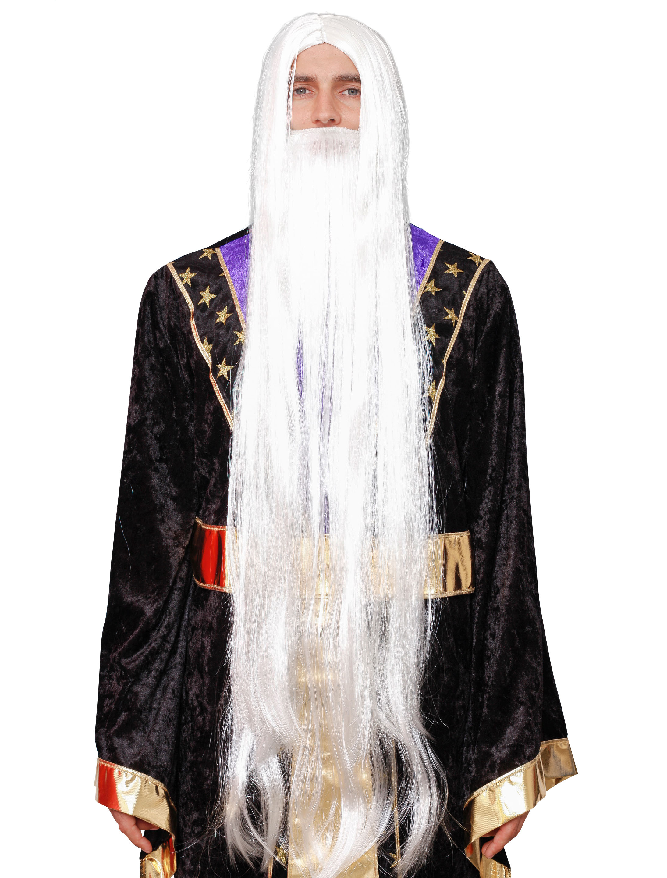Kostümzubehör Kostümzubehör Perücke Magier mit Bart Farbe: weiß