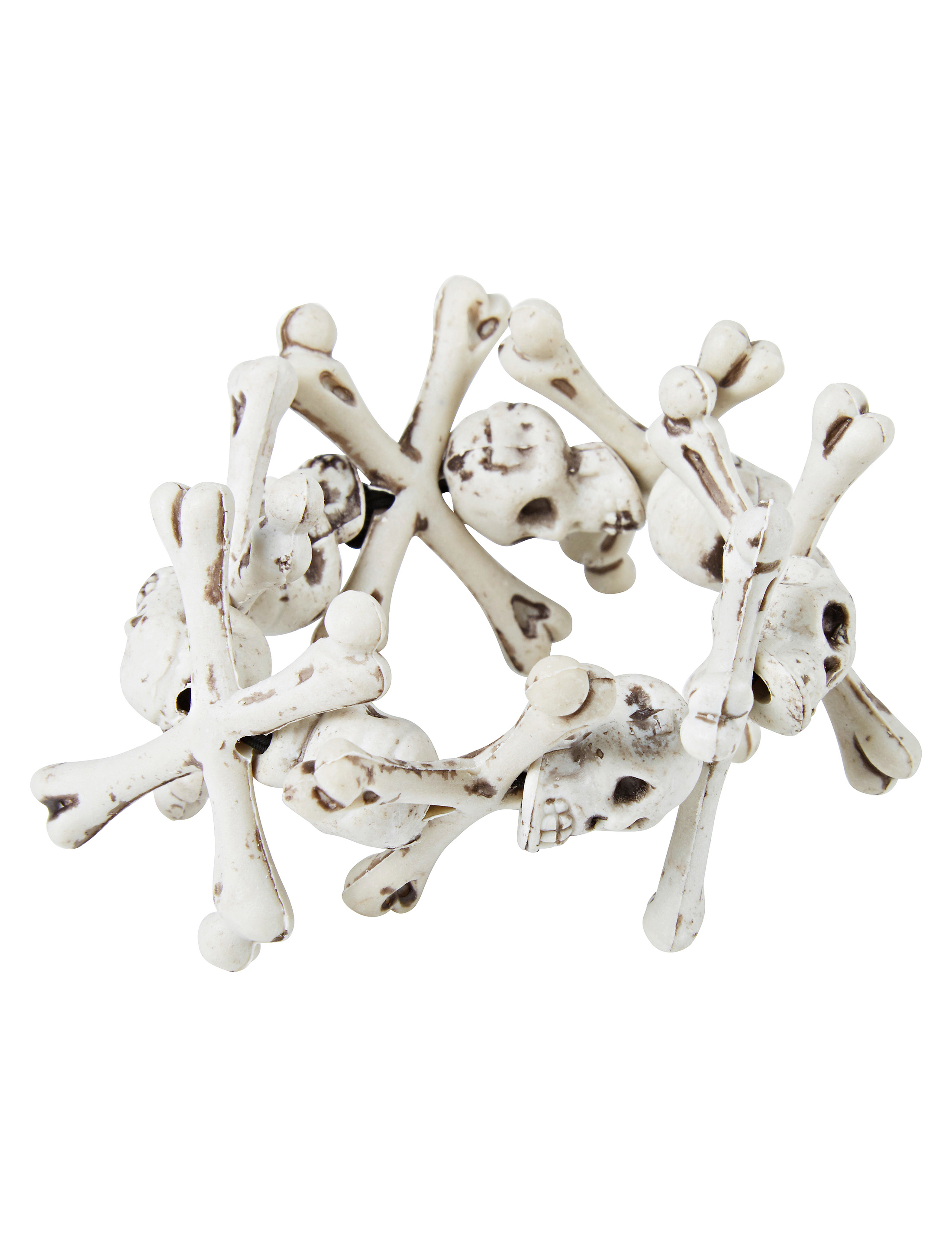 Kostümzubehör Armband Knochen und Totenköpfe Farbe: grau