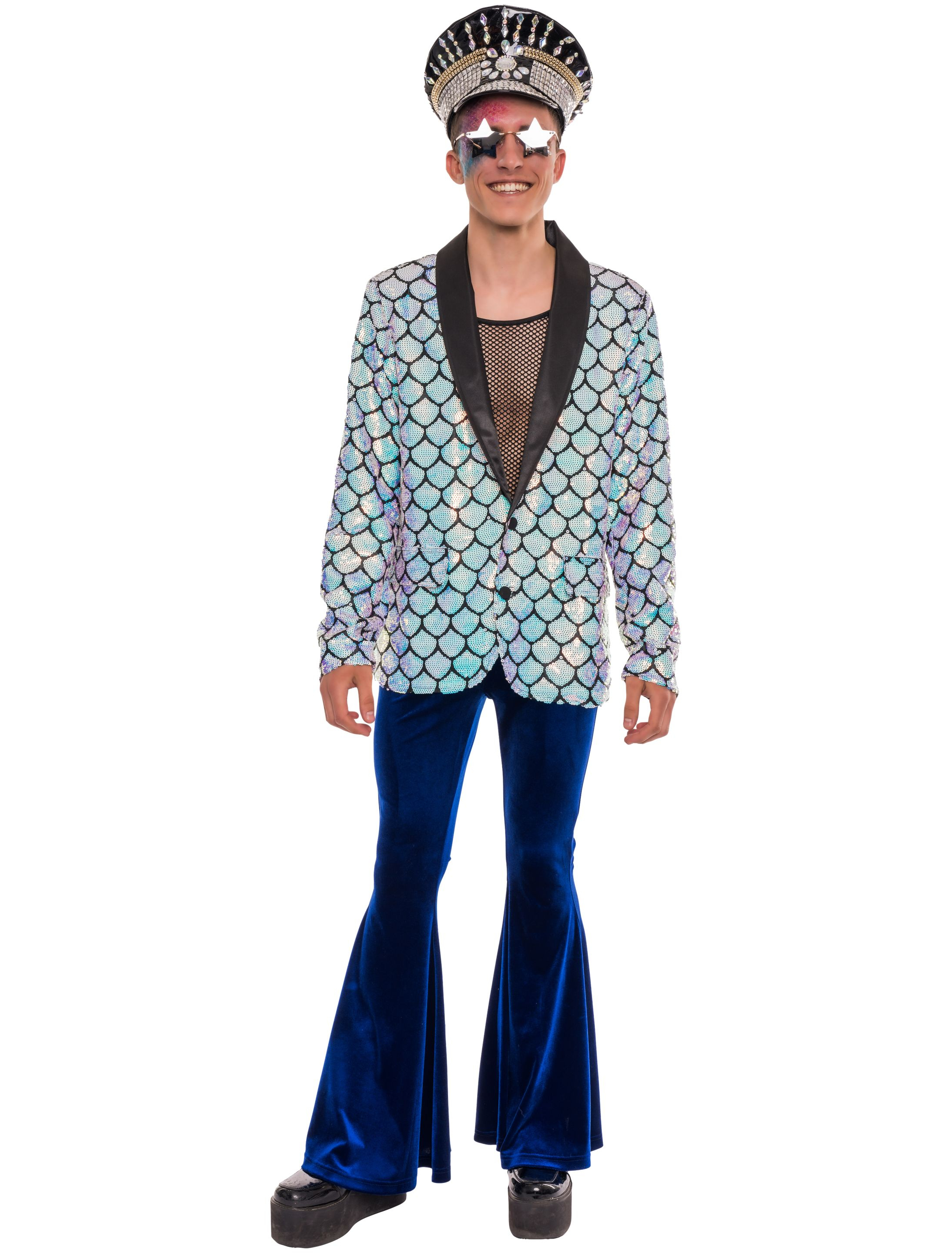 Jackett Fischschuppen Herren türkis L