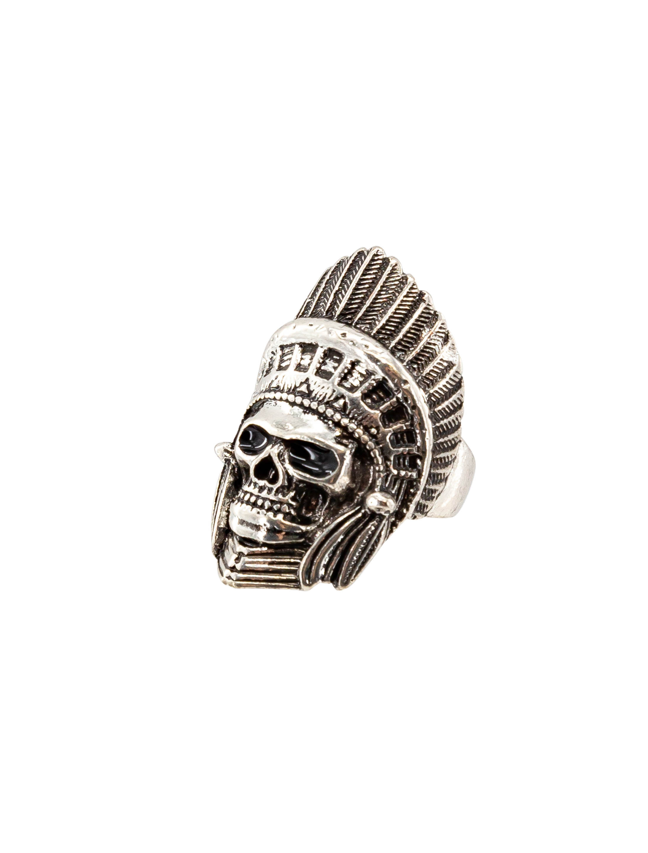 Kostümzubehör Ring Indianer Totenkopf Farbe: silber