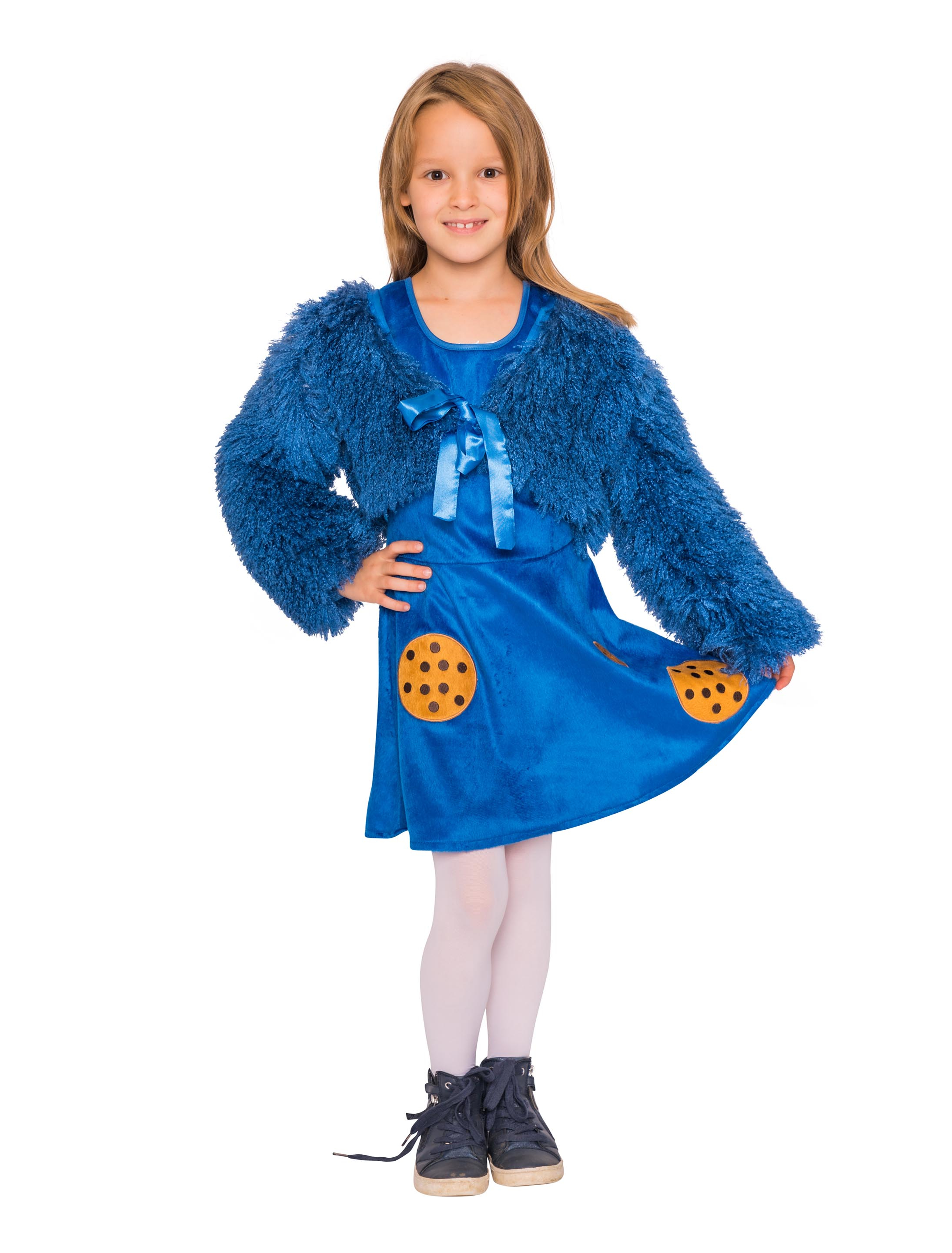 Jacke flauschig Kinder kurz blau-140