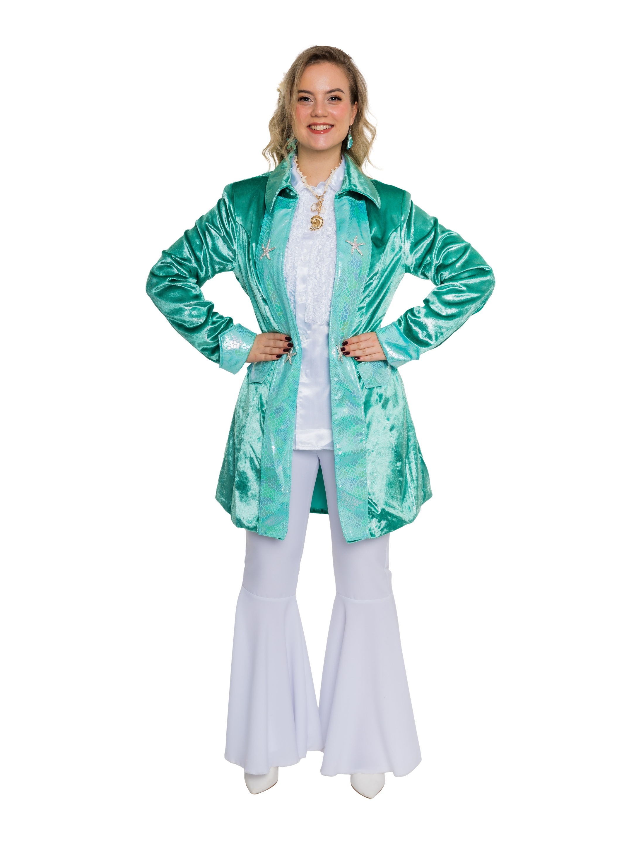 Mantel mit Seesternen Damen türkis 4XL/5XL