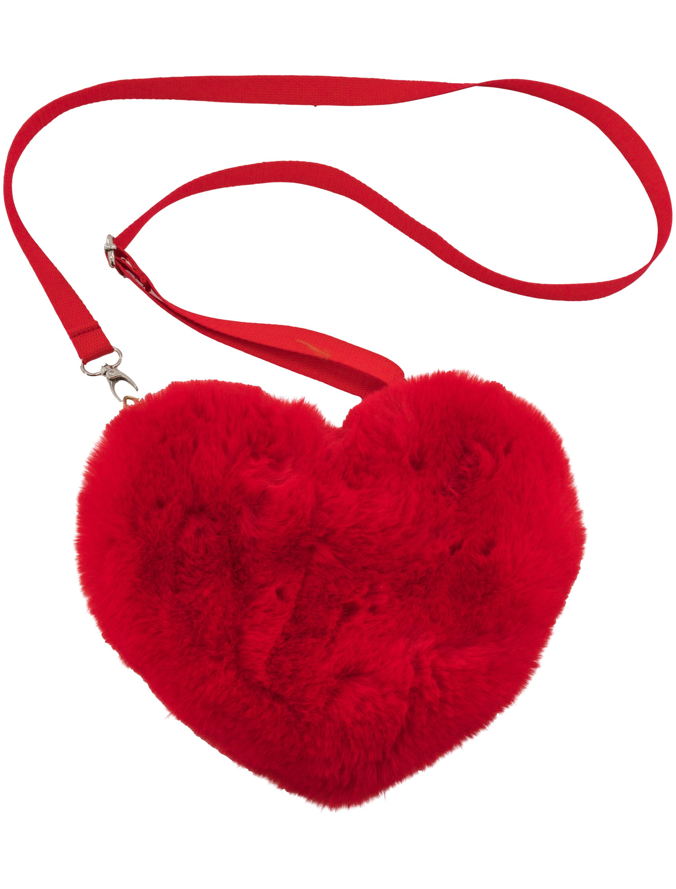 Kostümzubehör Tasche Herz Plüsch rot