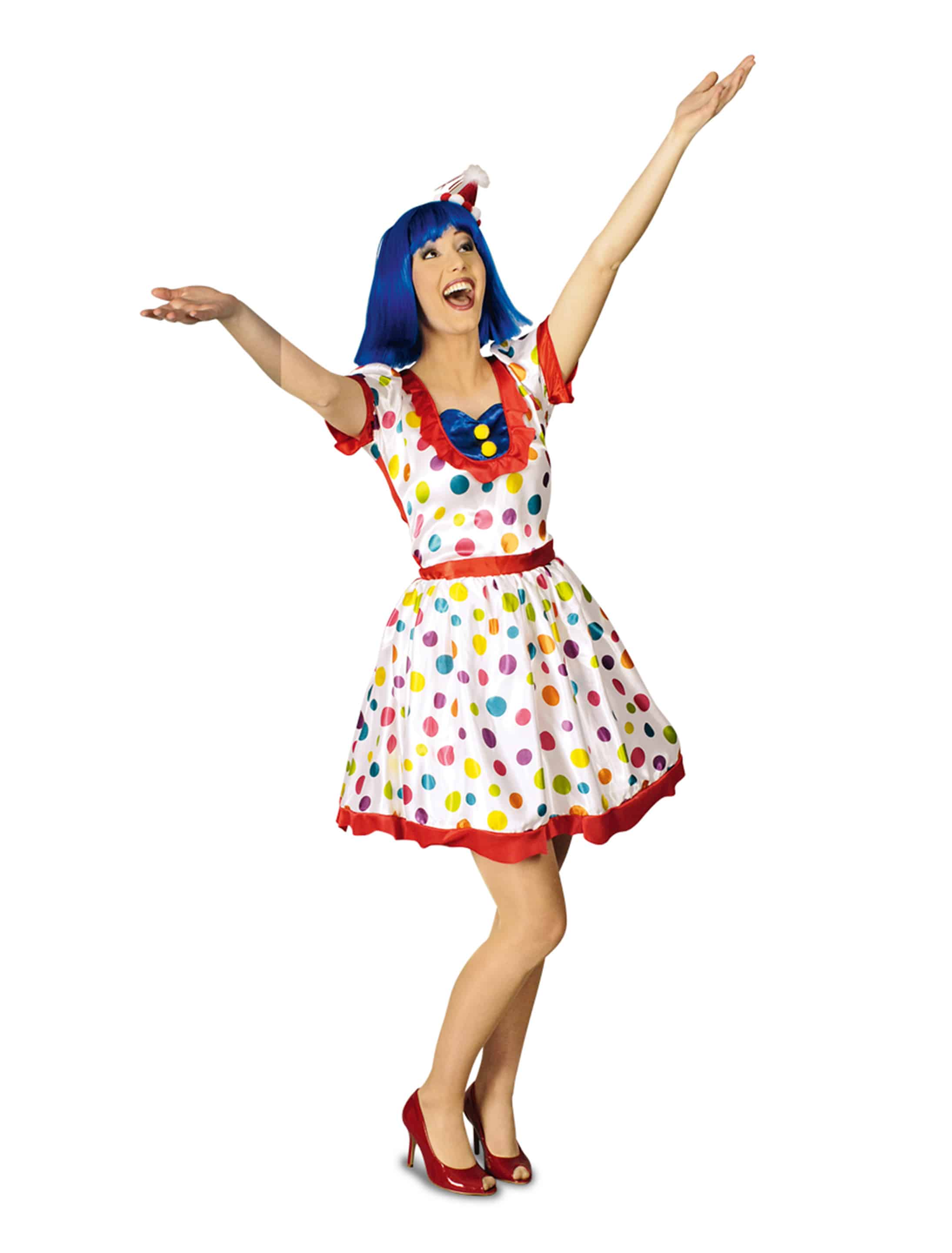 Kleid Clown mit Punkten Damen bunt 44/46 Farbe: bunt