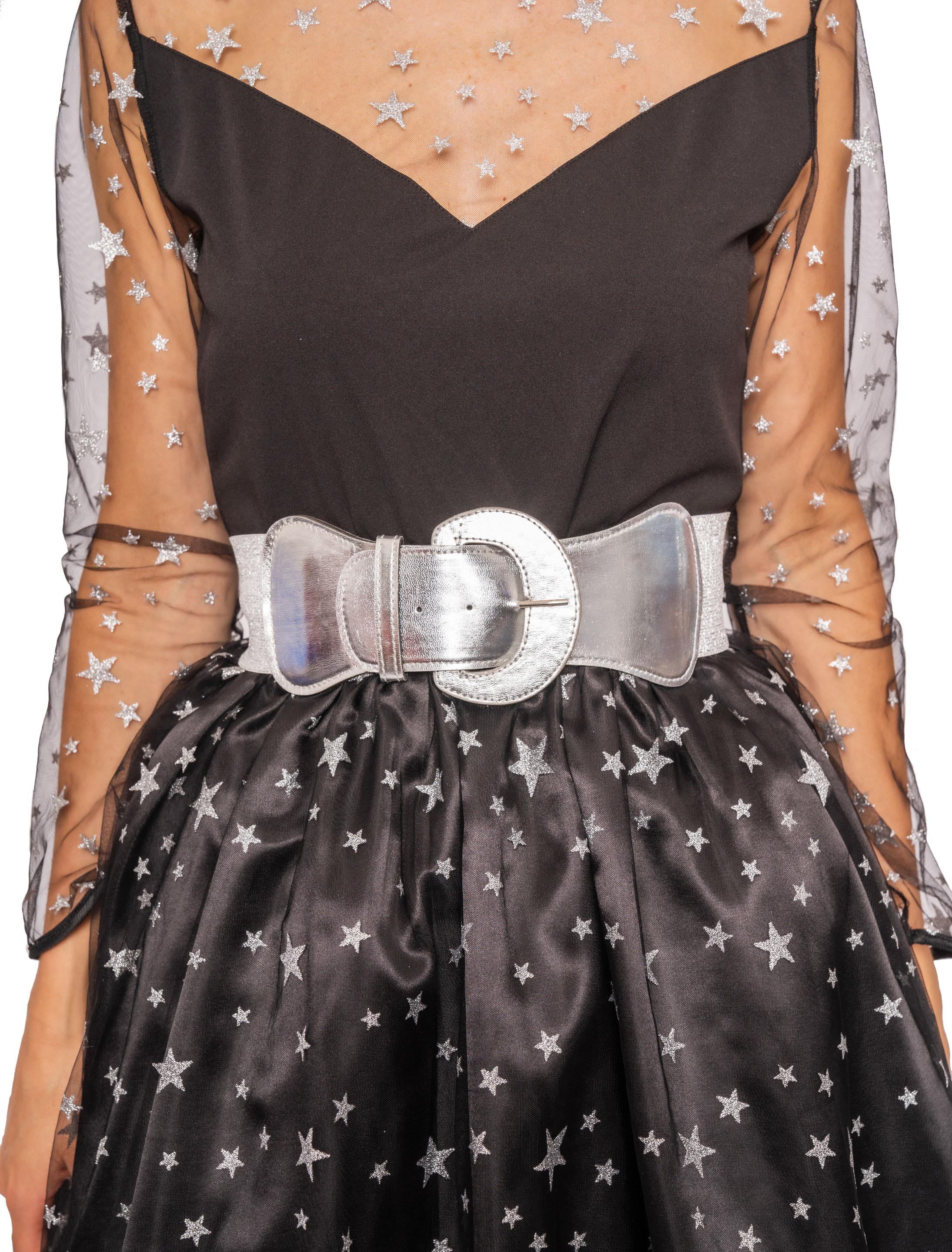 Kostümzubehör Stretch-Gürtel mit Schnalle silber