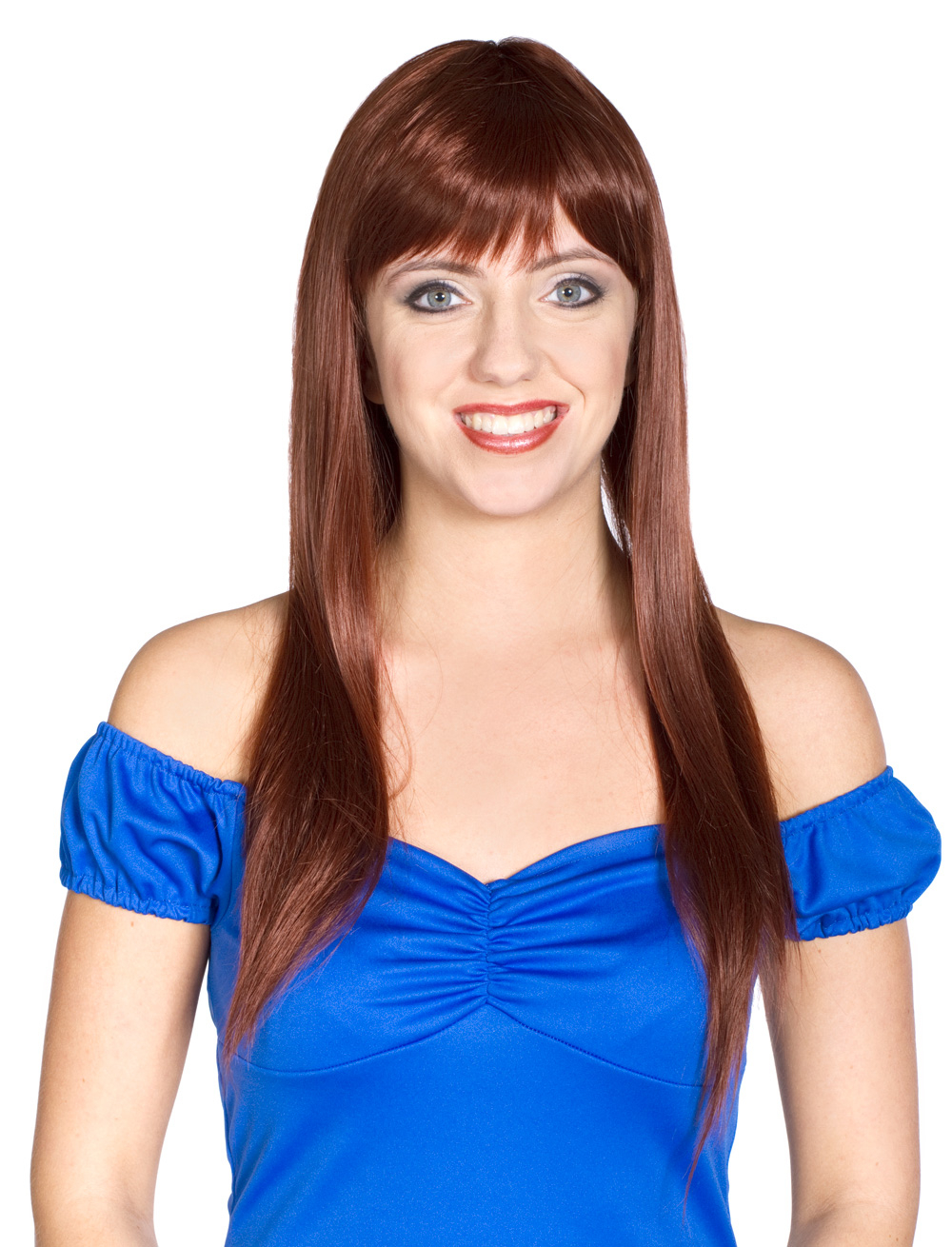 Kostümzubehör Kostümzubehör Perücke lang glatt mit Pony braun one size