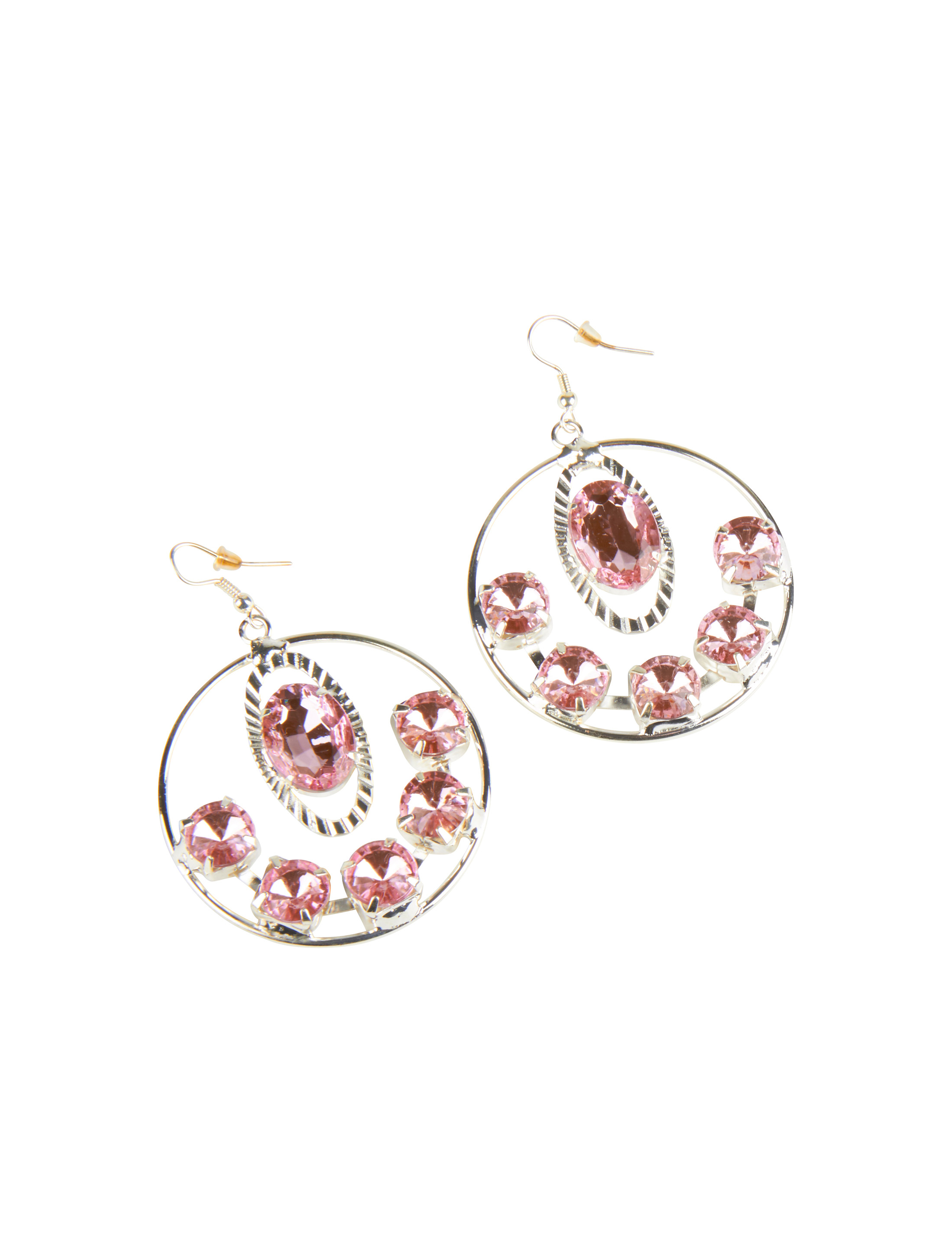 Kostümzubehör Ohrringe 6 Steinchen rosa