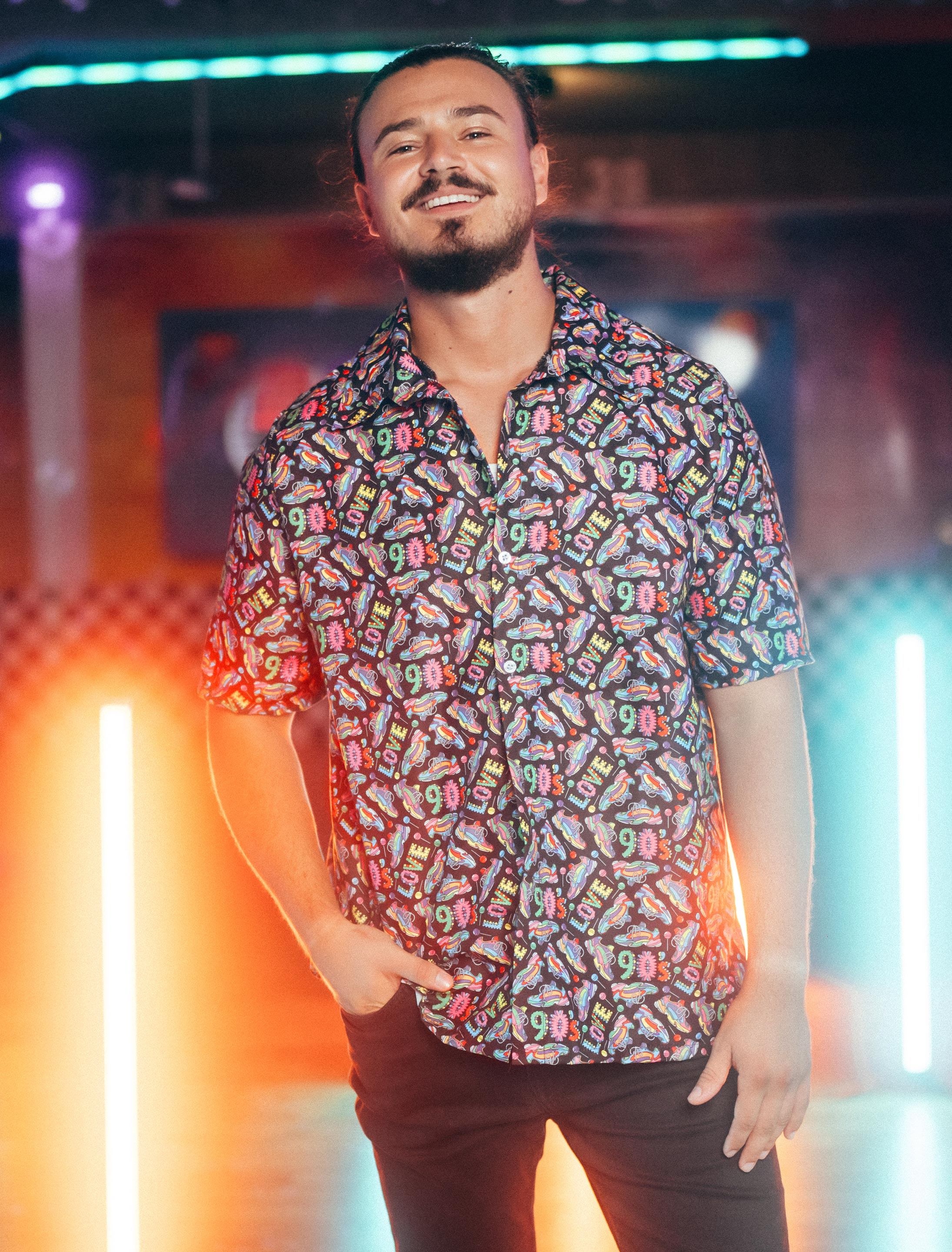 Hemd Sneaker Print Herren schwarz M