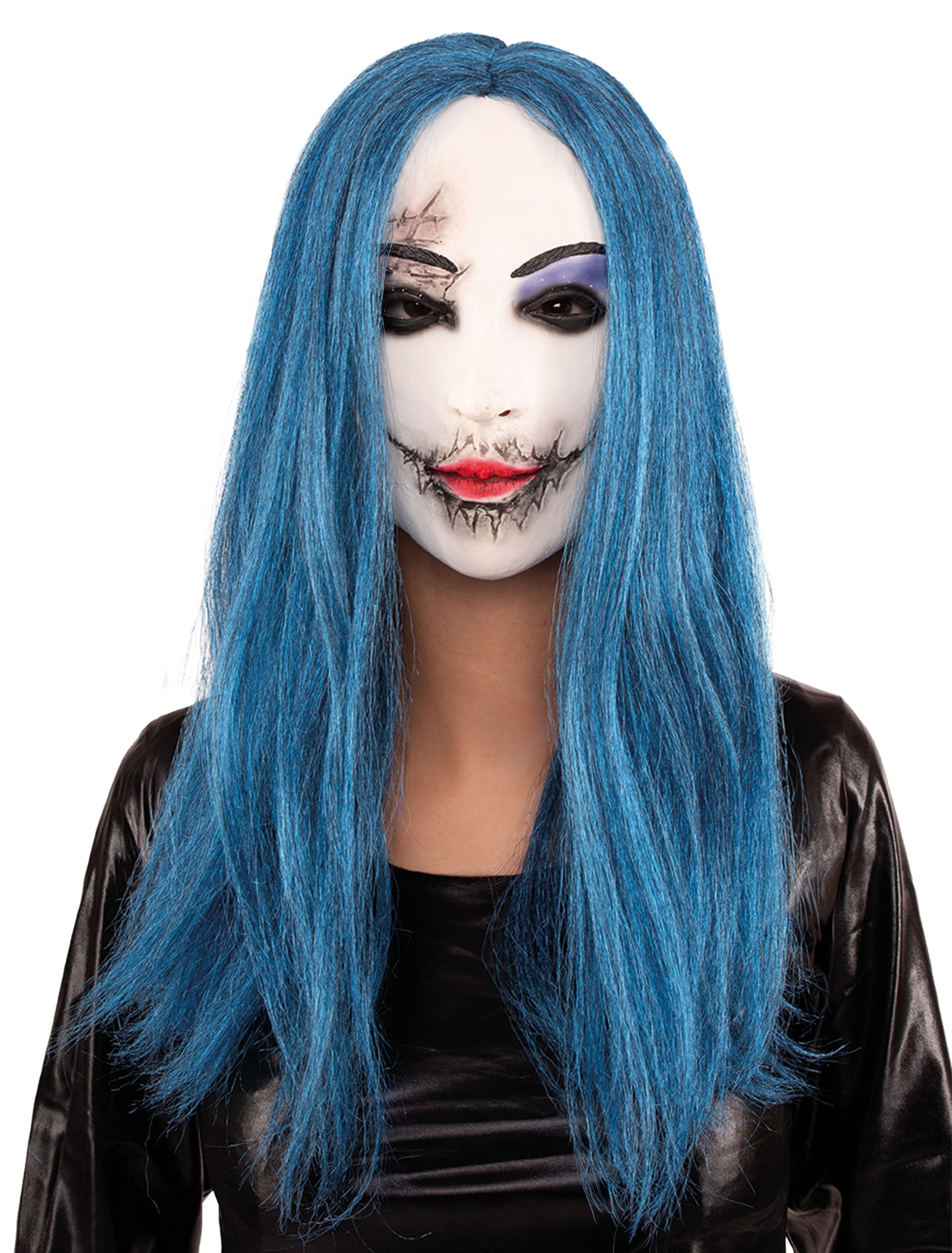 Kostümzubehör Maske Horror Geisha türkis