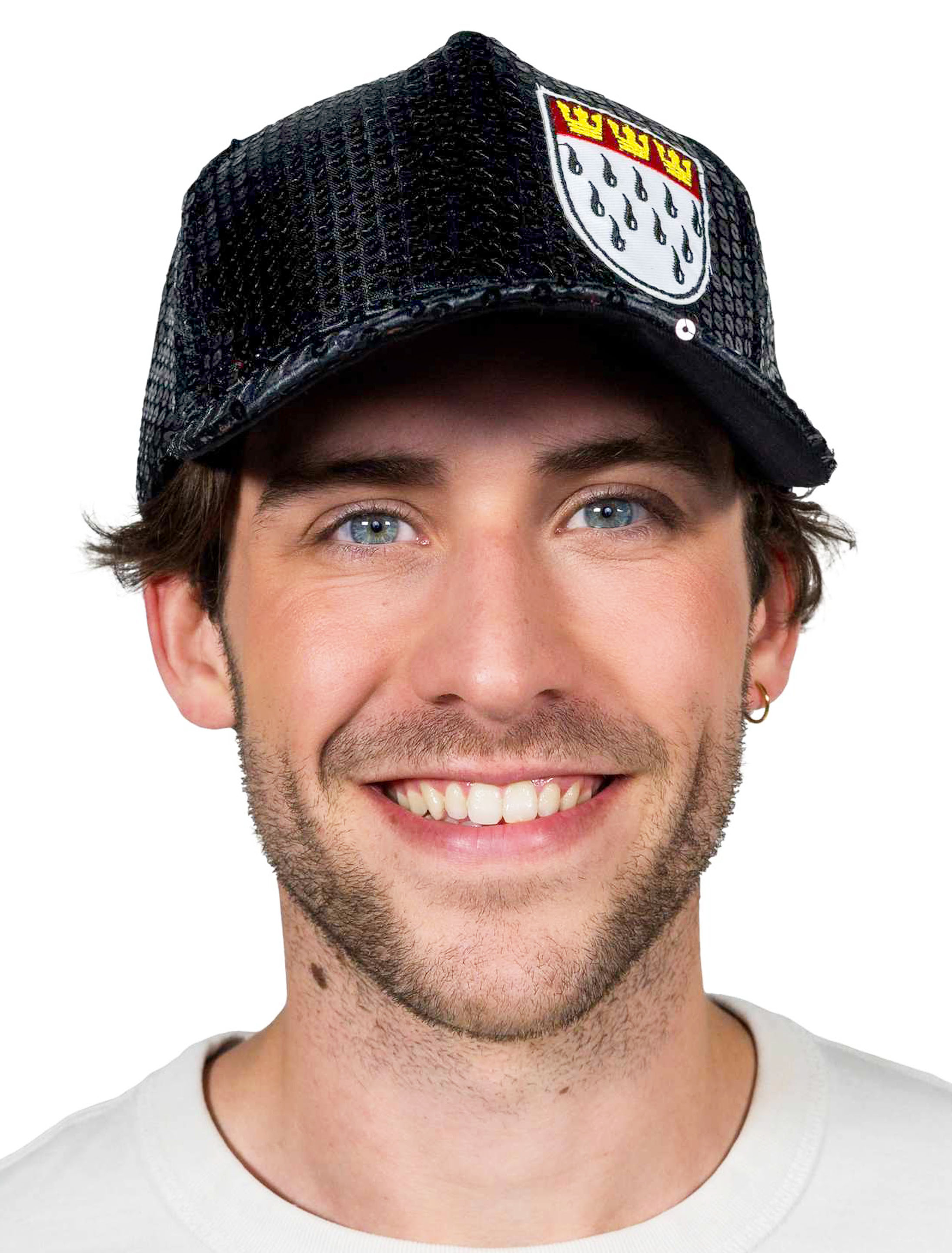 Kostümzubehör Baseball Cap Köln mit Pailletten schwarz one size
