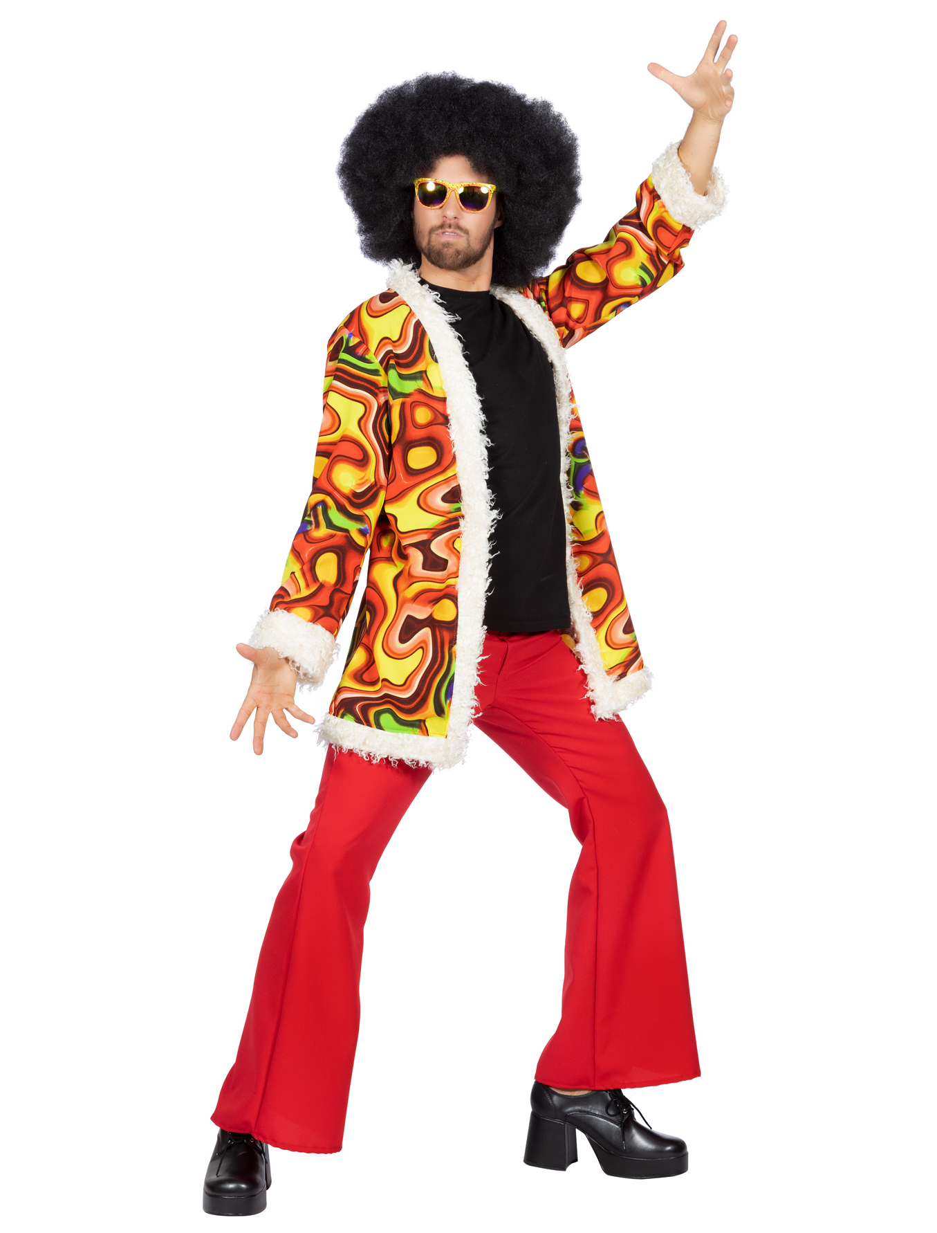 Jacke Hippie mit Fell Herren bunt 60 Farbe: bunt