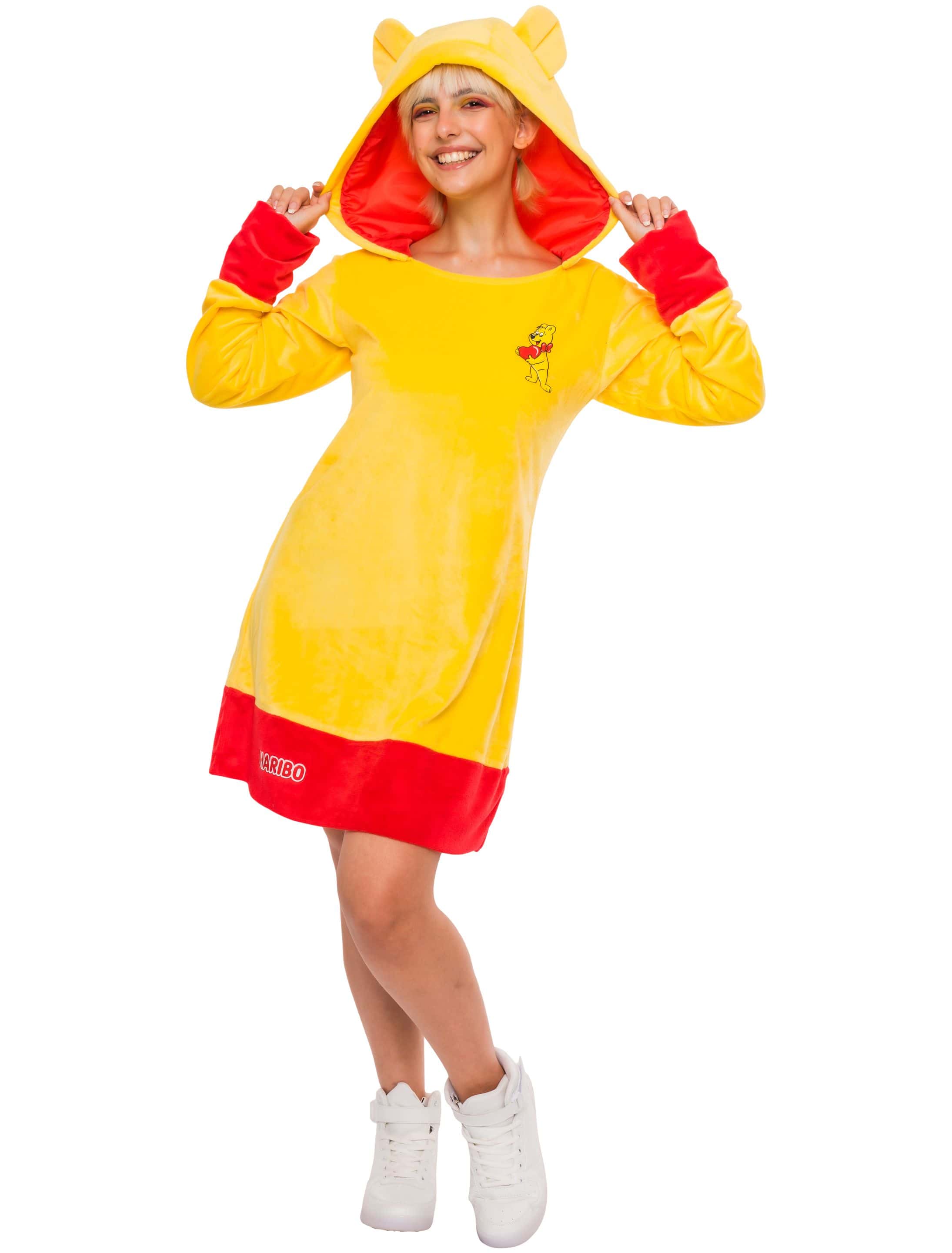 Kleid HARIBO Goldbären Plüsch Damen rot/gelb L/XL