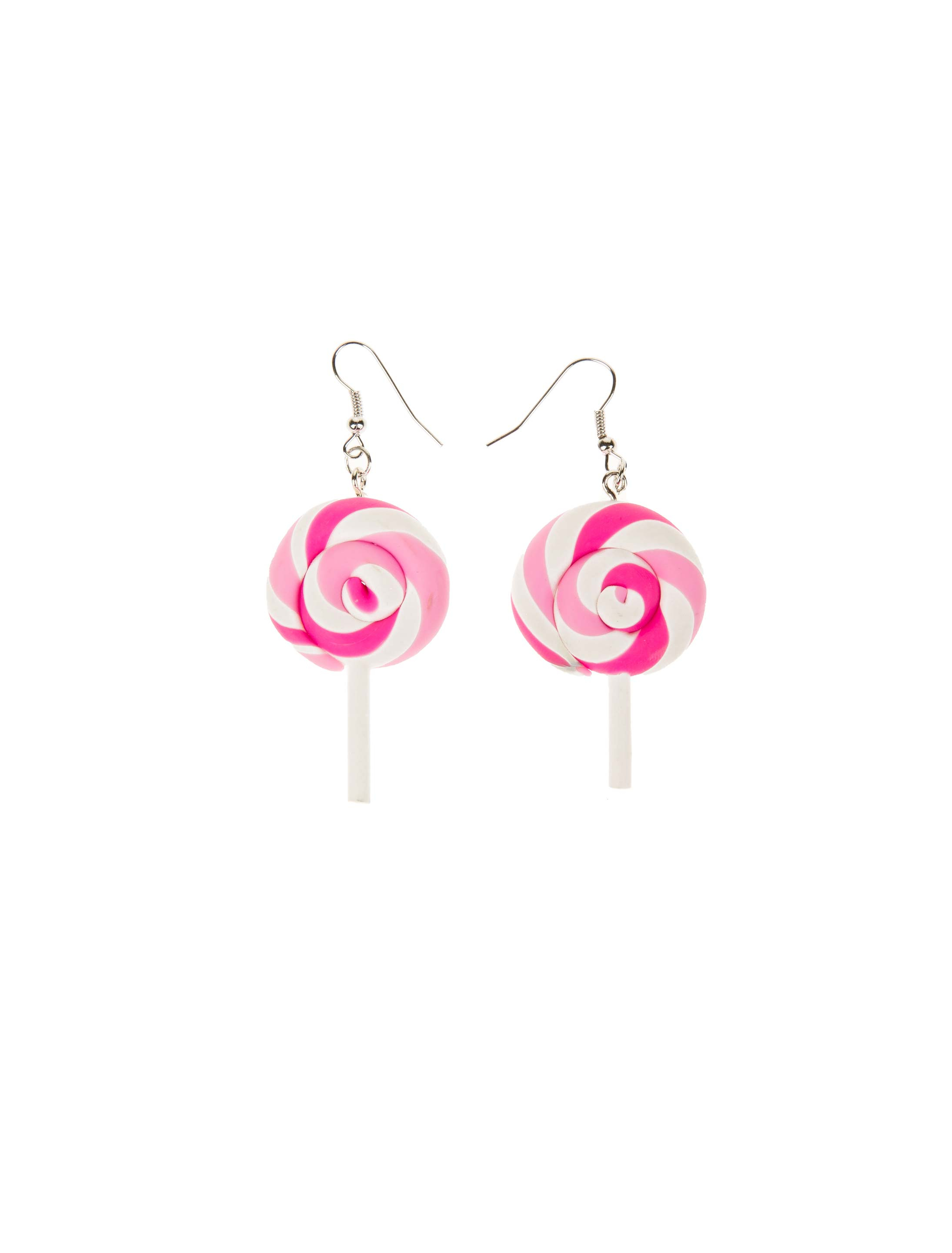 Kostümzubehör Ohrringe Candy Lolli pink/weiß