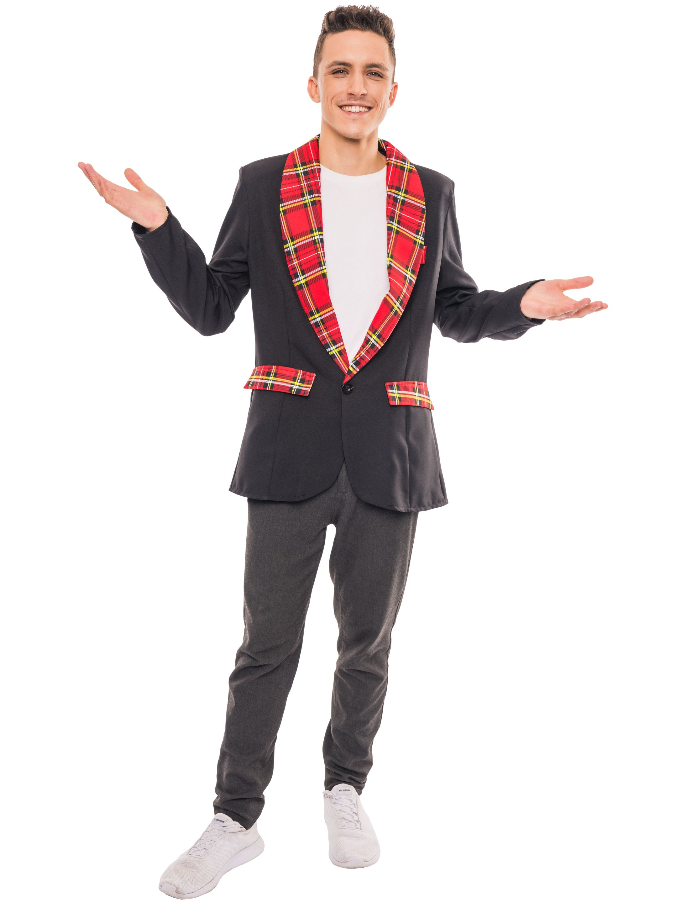 Jackett mit Schottenkaros Herren schwarz/rot S