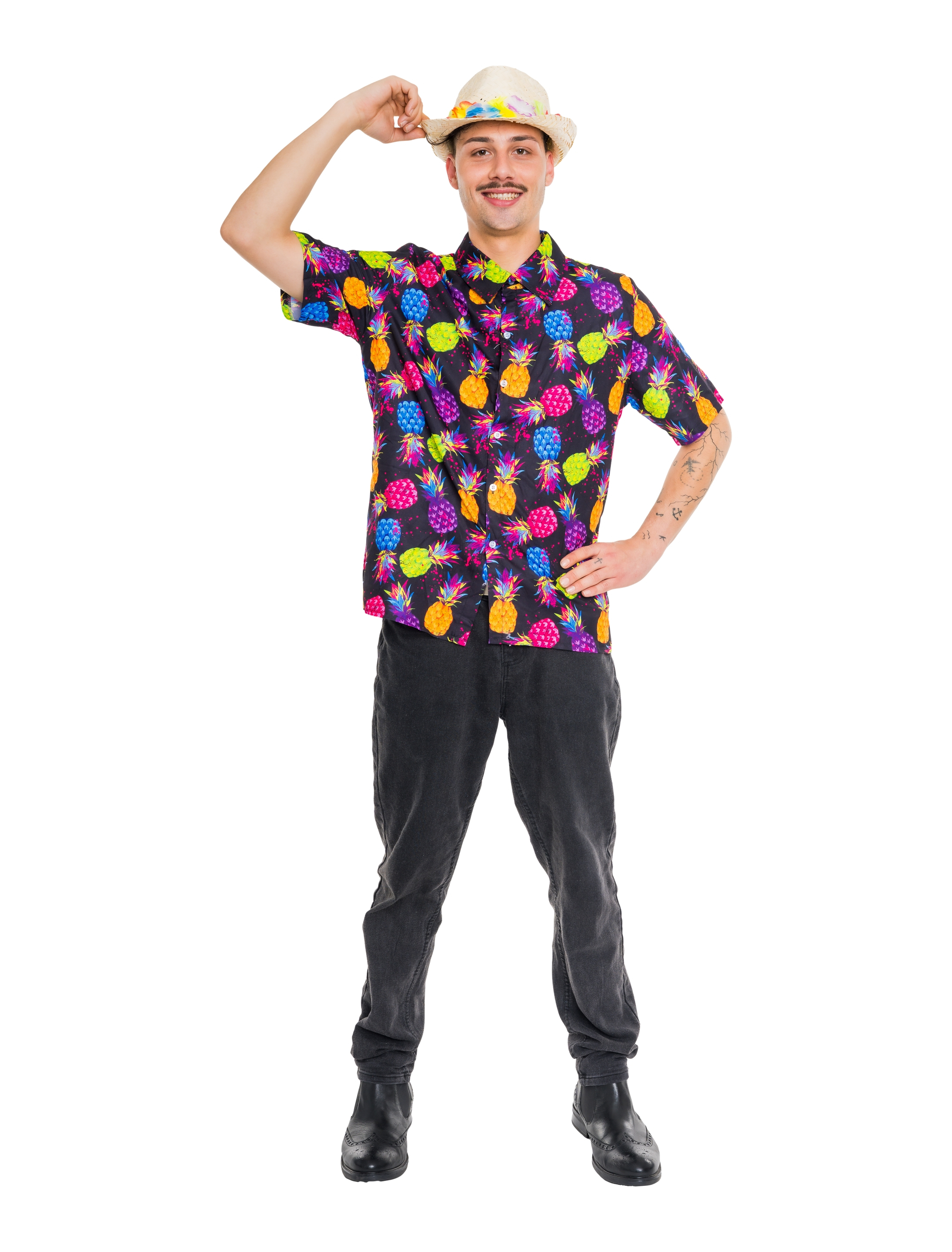 Hemd kurzarm Ananas Herren bunt M/L Farbe: bunt