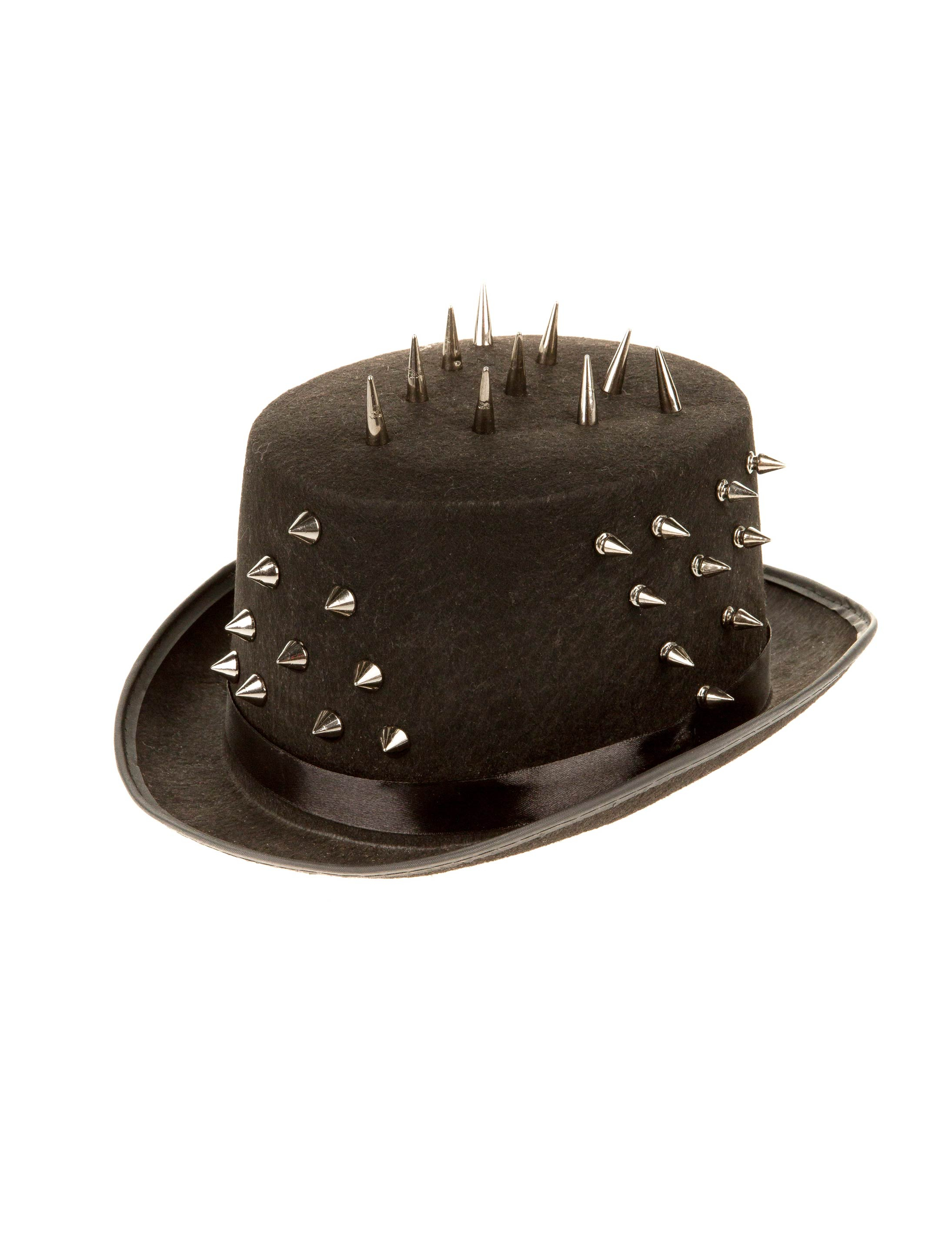 Kostümzubehör Zylinder mit Nieten schwarz