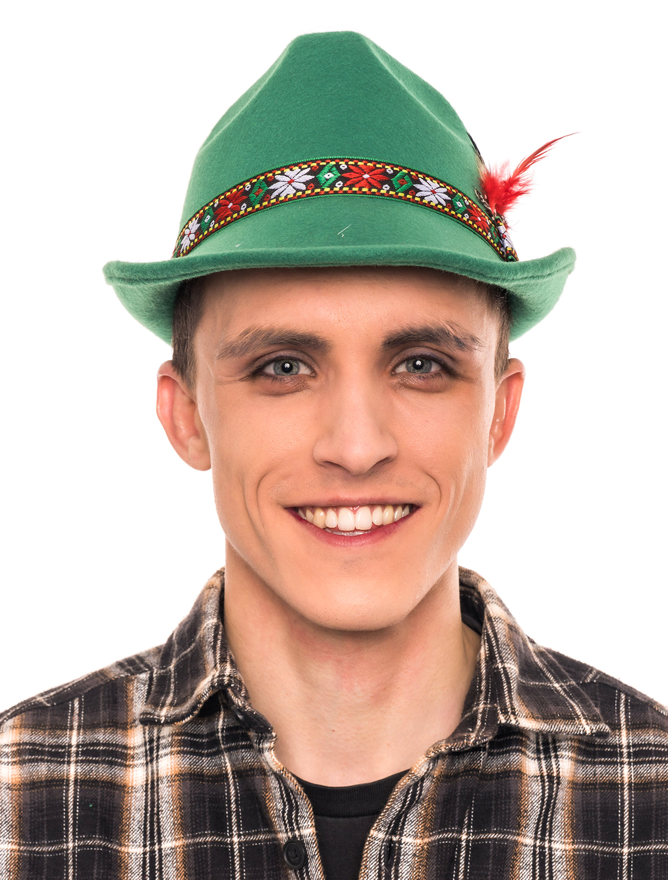 Kostümzubehör Hut Bayern mit Feder grün 57