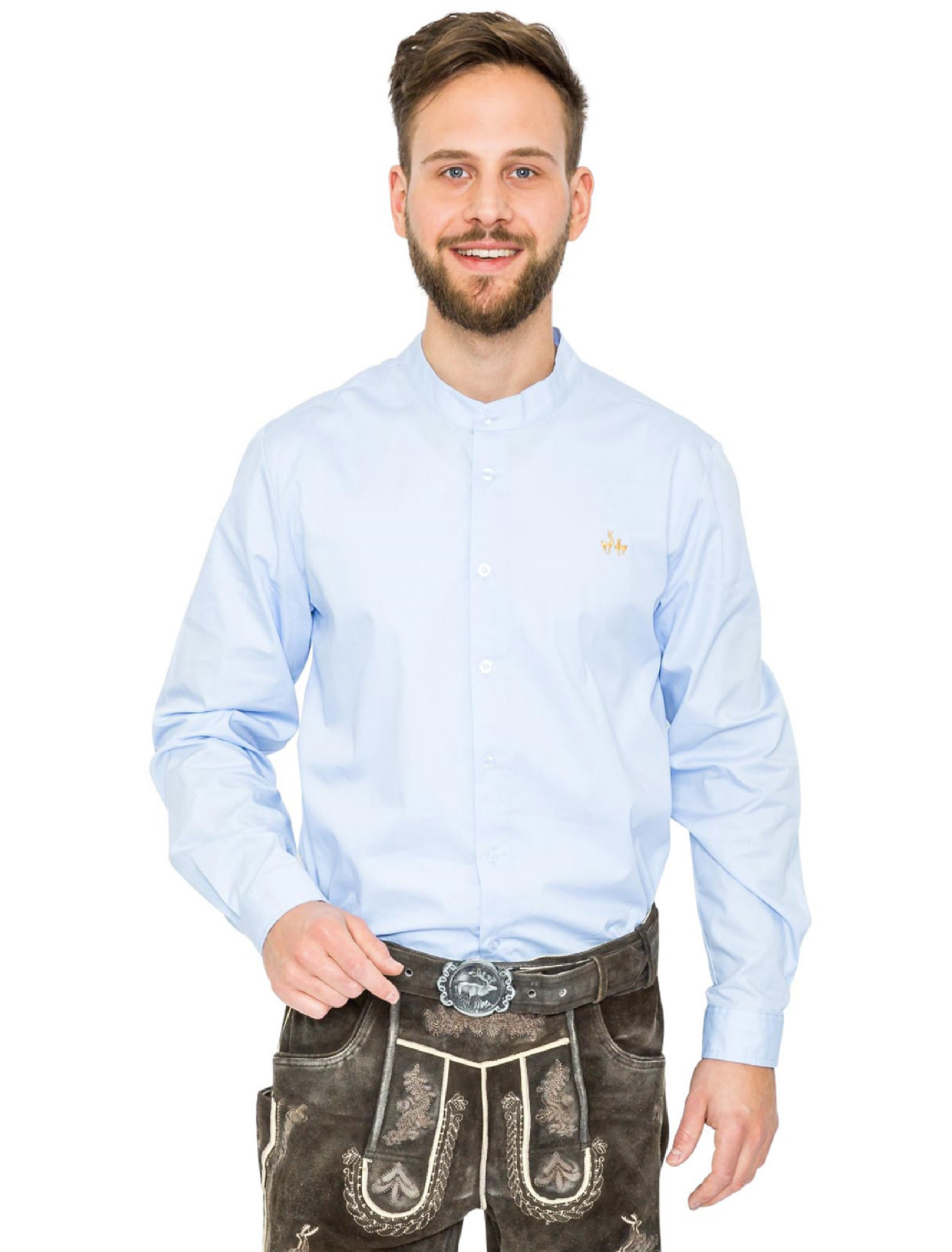 Tirolerhemd Herren hellblau 4XL