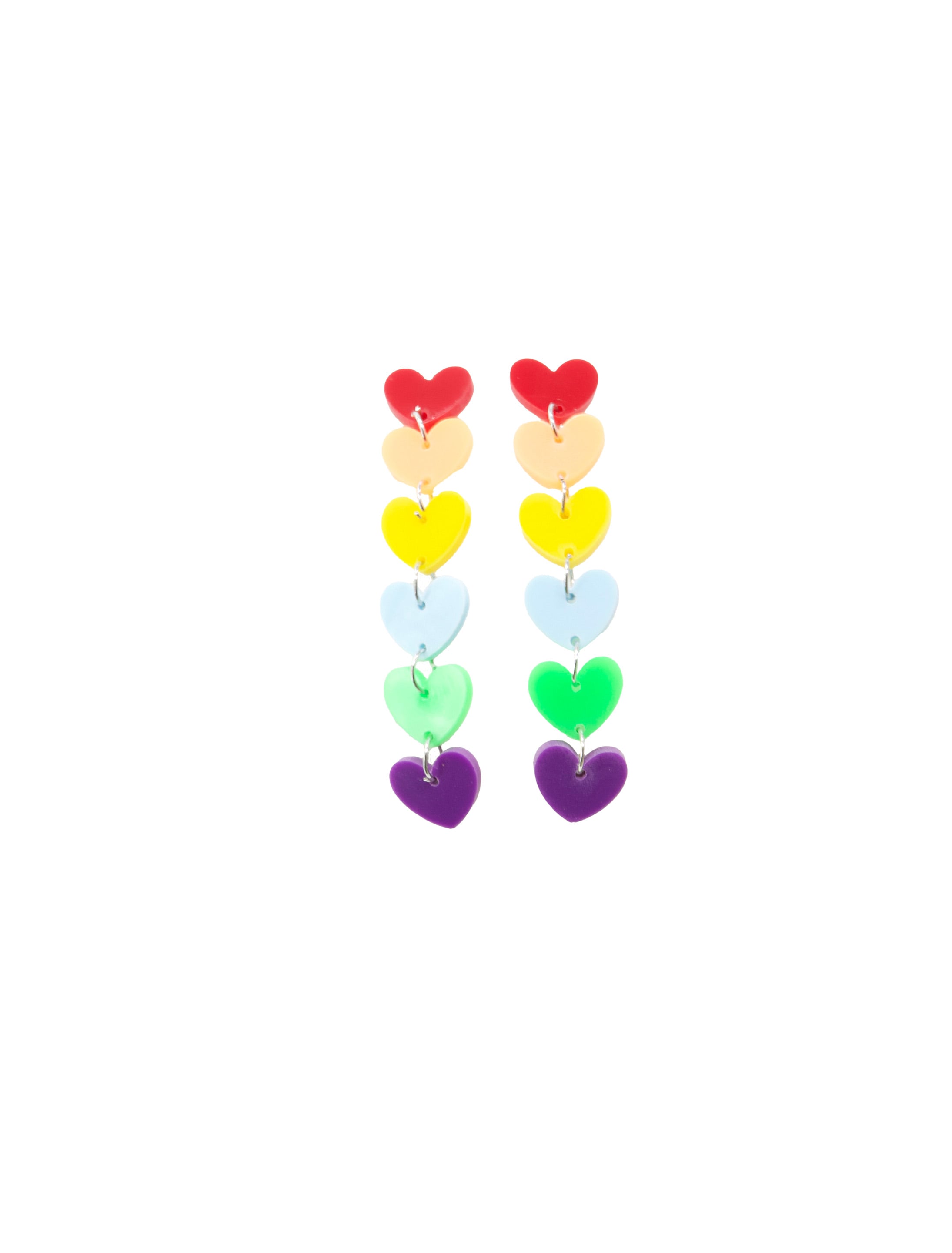 Kostümzubehör Ohrringe Herzen rainbow