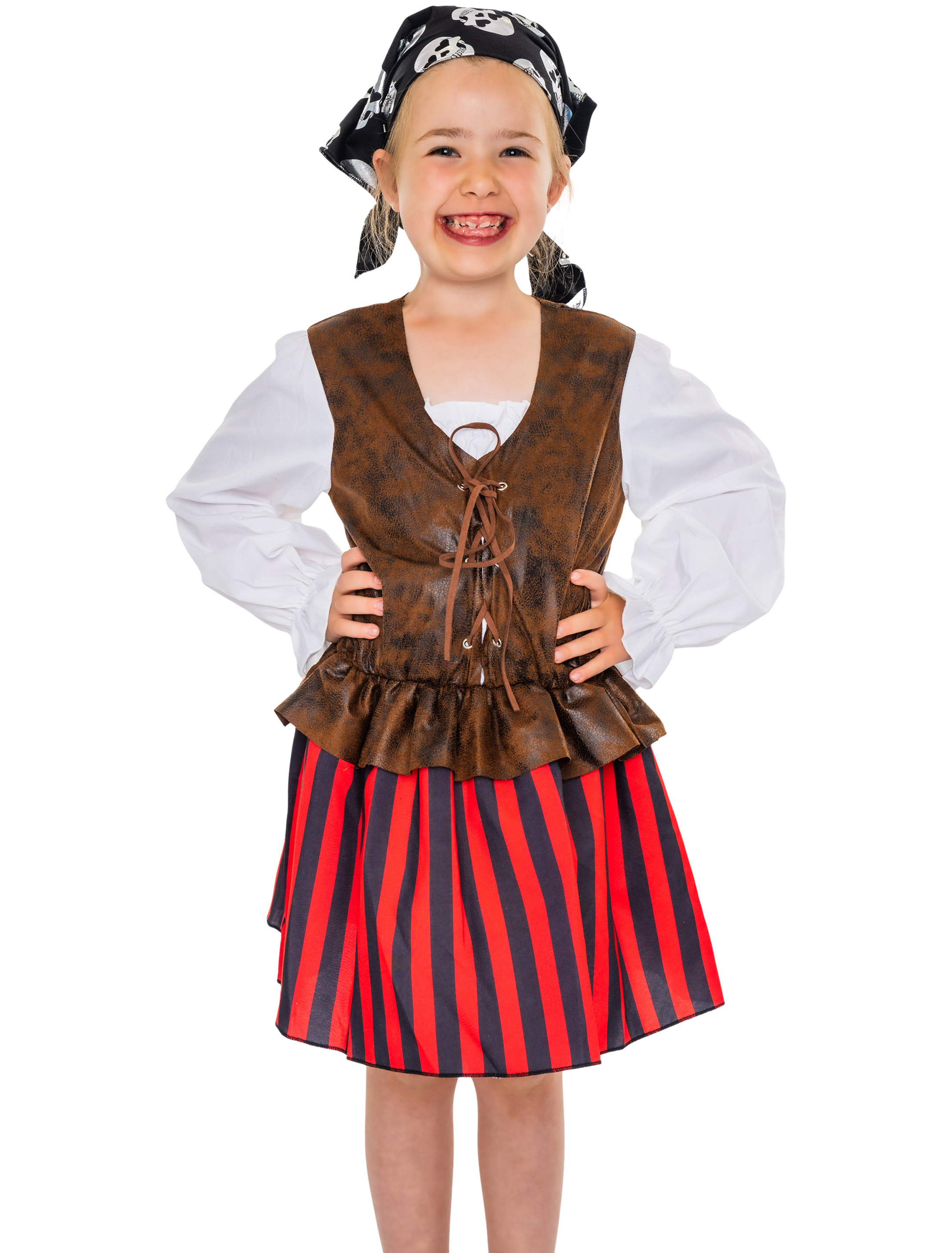 Kleid Piratin Kinder Mädchen braun/rot 140-152