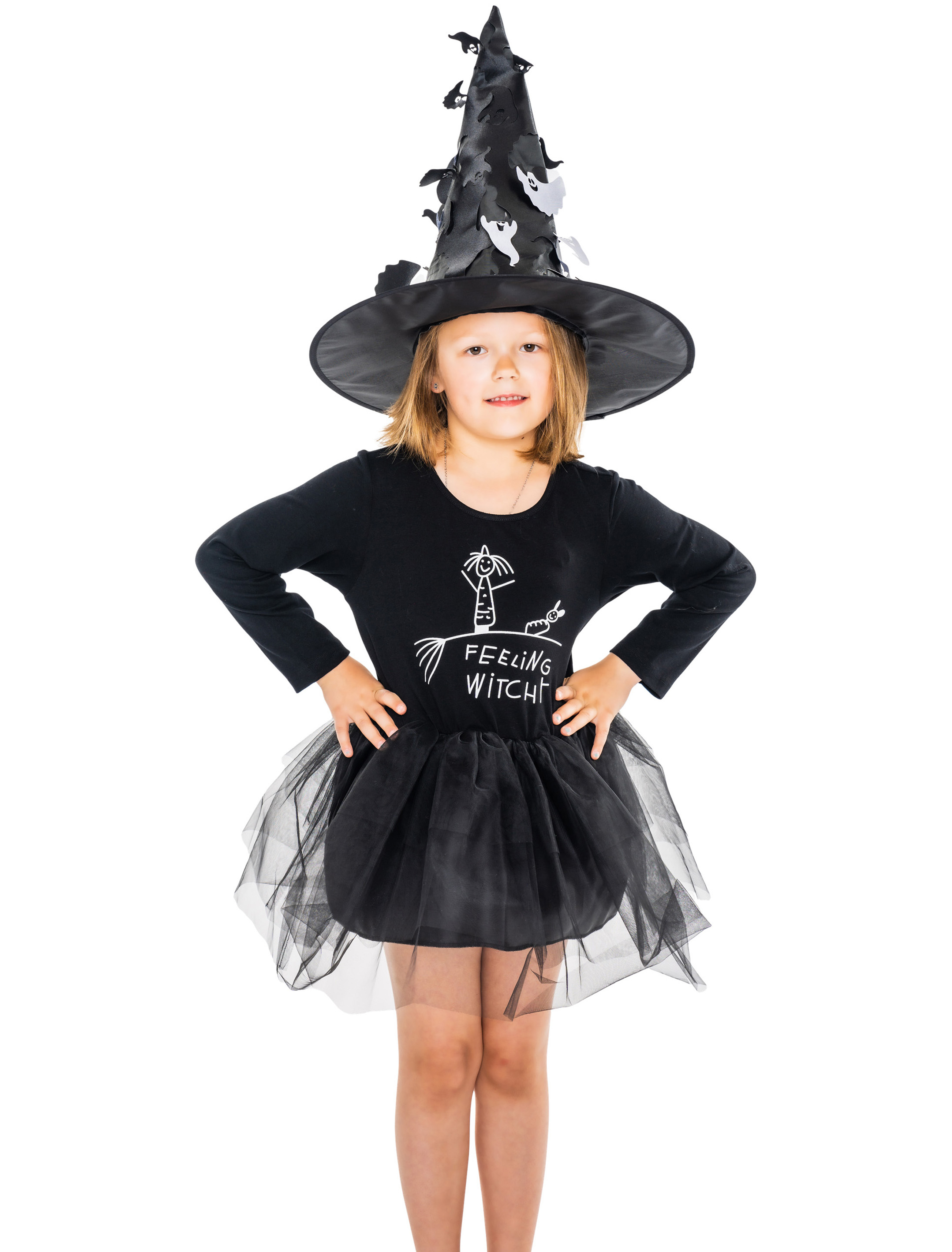 Kleid Hexe Kinder schwarz 140