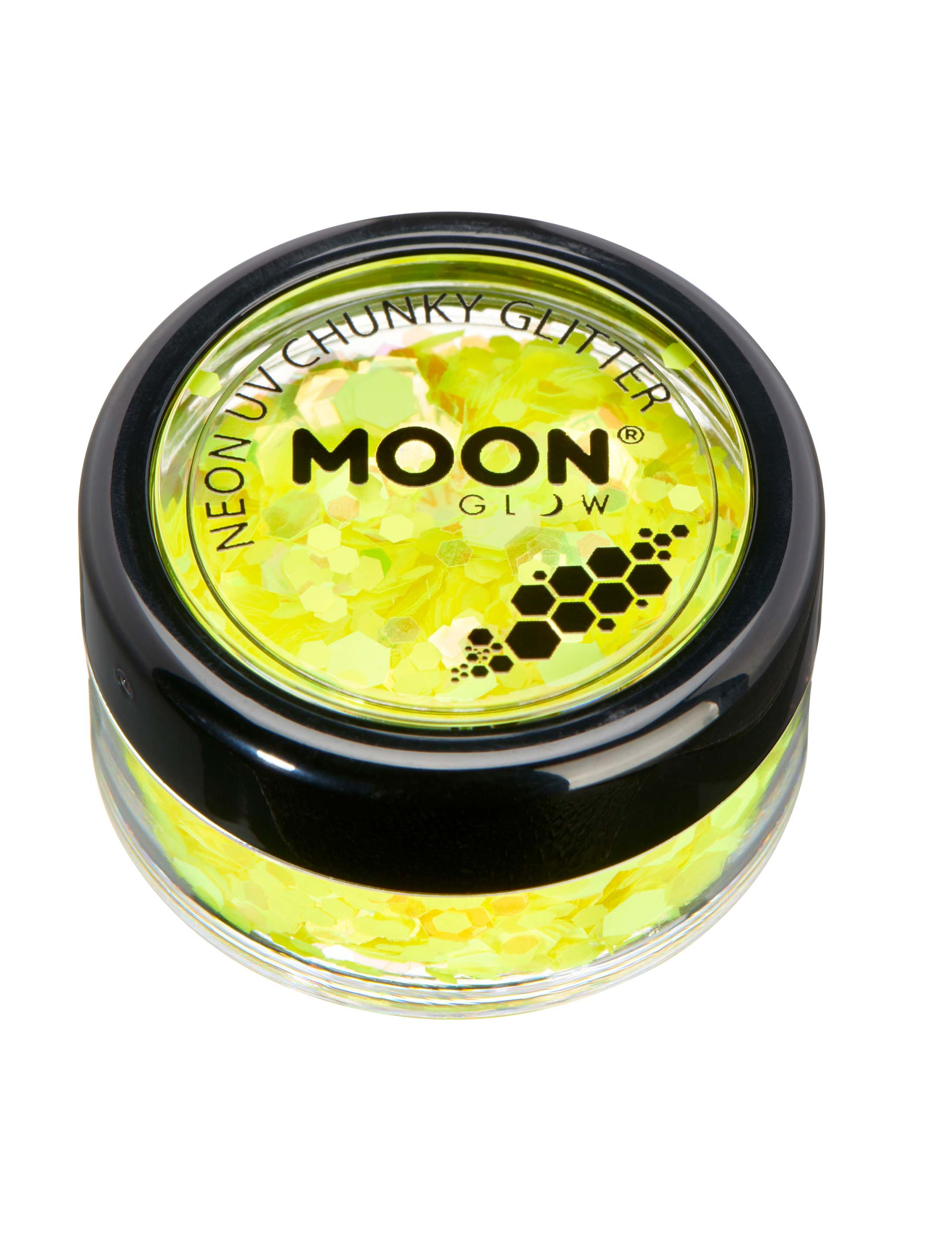 Glitzer Chunky Neon UV 3g neongelb Schminke für Karneval & Fasching