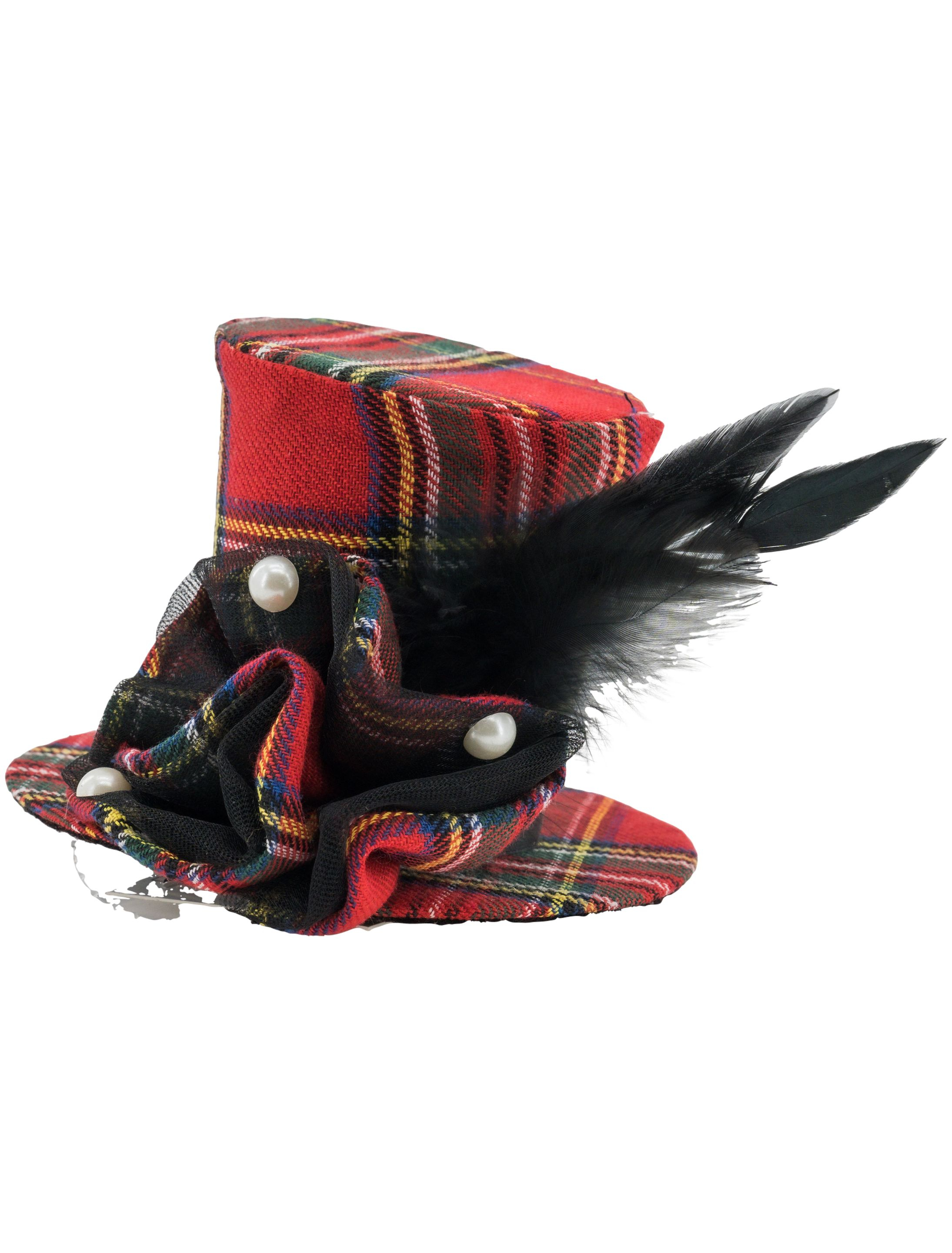 Kostümzubehör Schottenhut Mini mit Haarklammer Damen schottenkaro