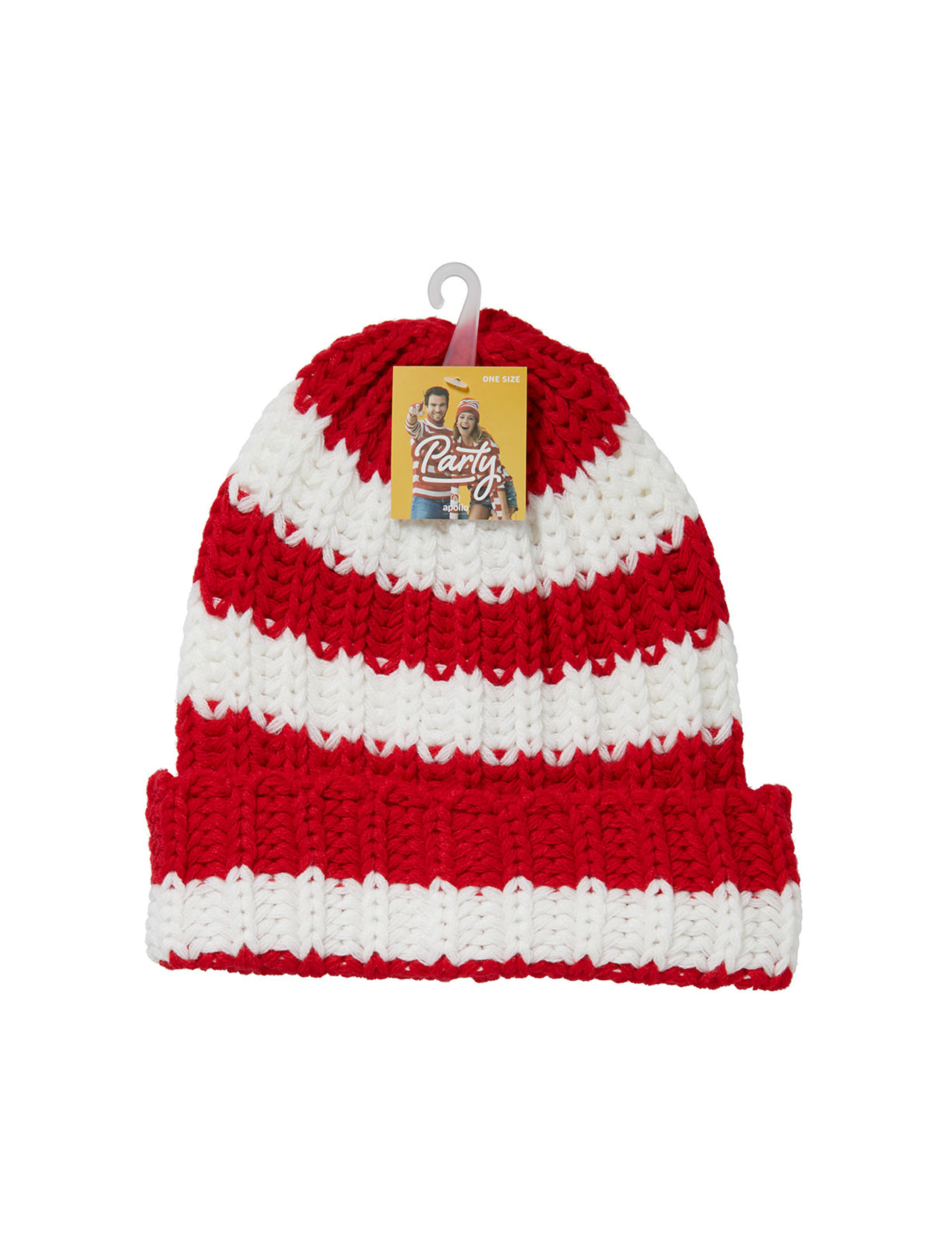 Kostümzubehör Strickmütze rot/weiß one size