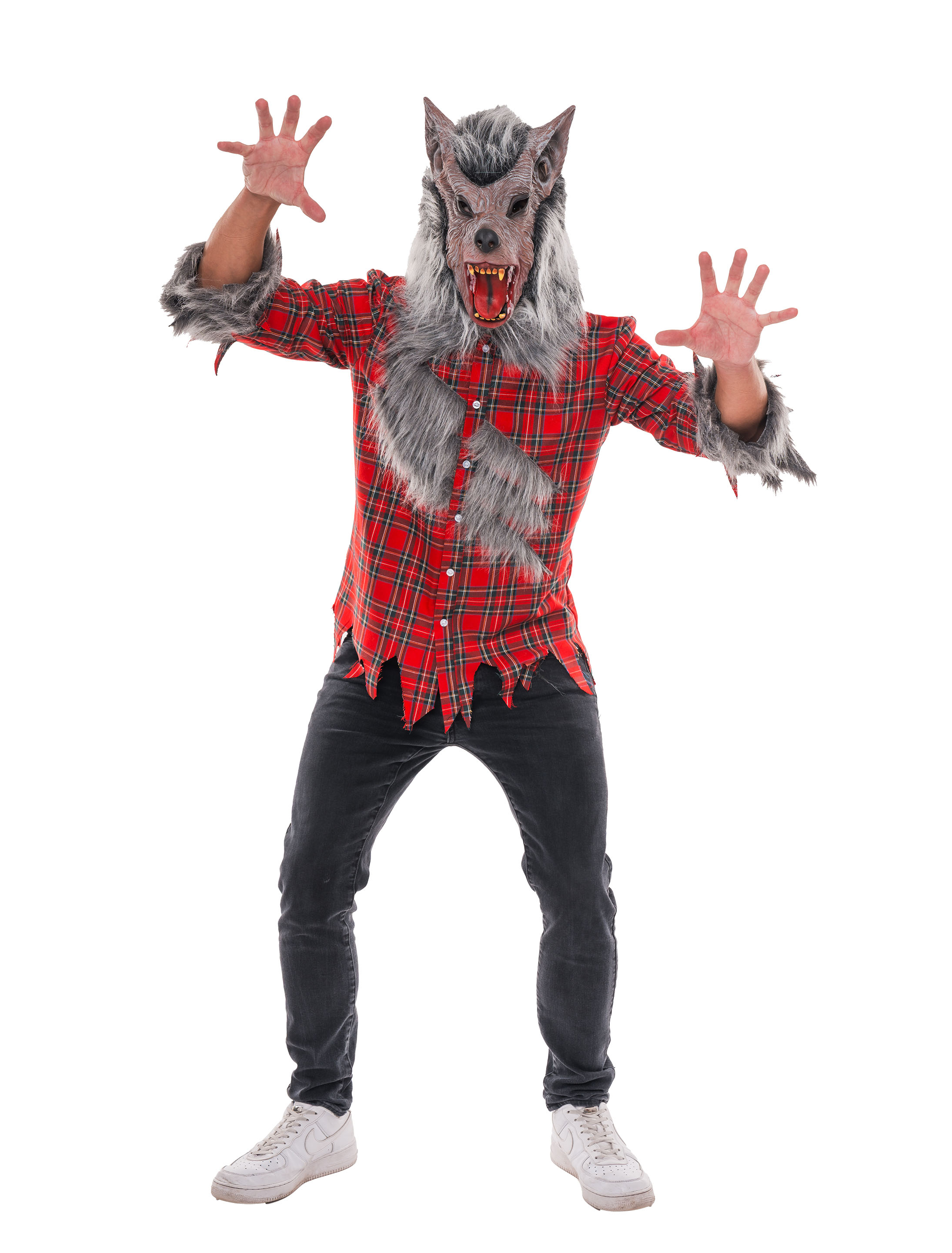 Hemd Werwolf Karos rot/schwarz S/M