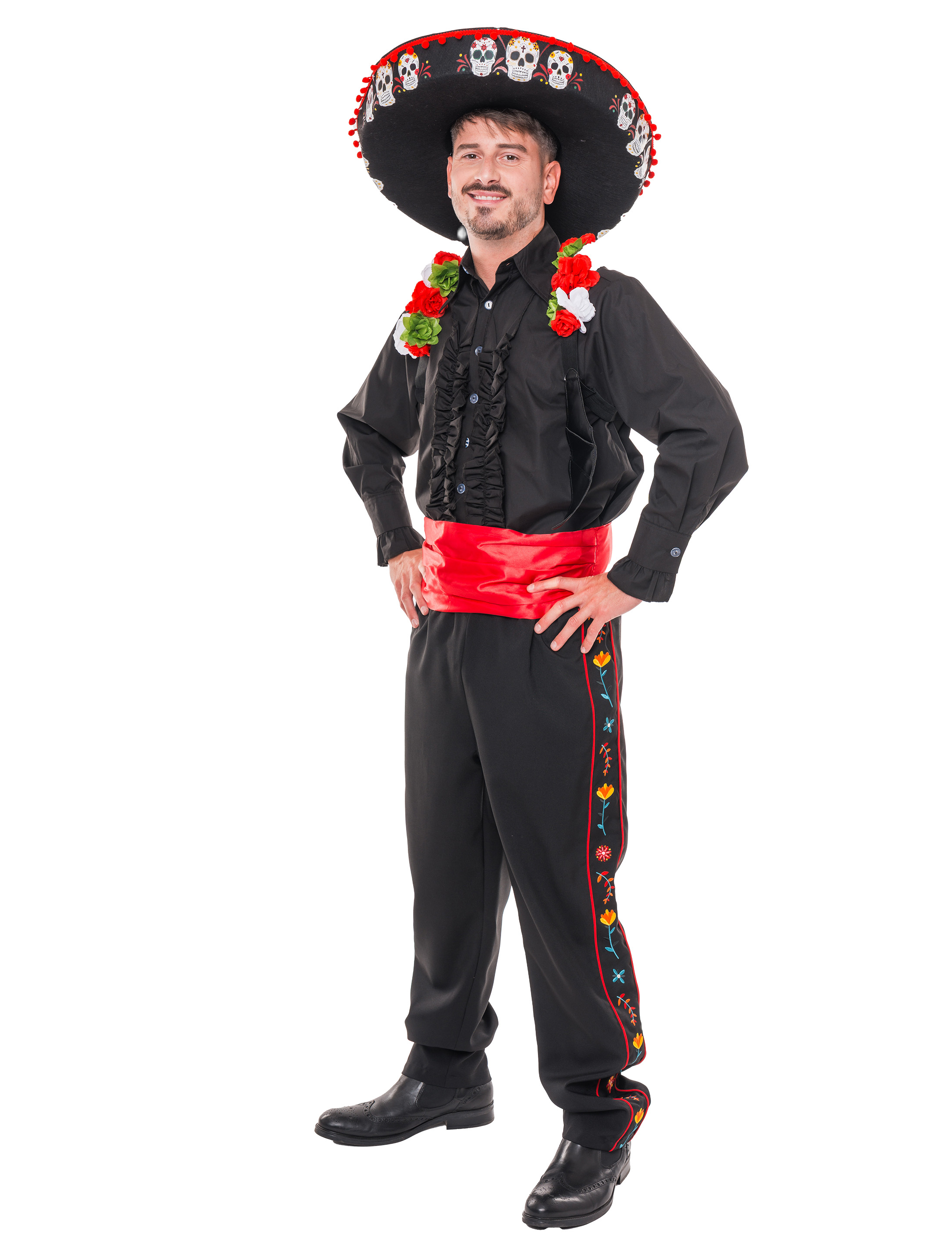 Hose Dia de los Muertos Herren schwarz 2XL/3XL