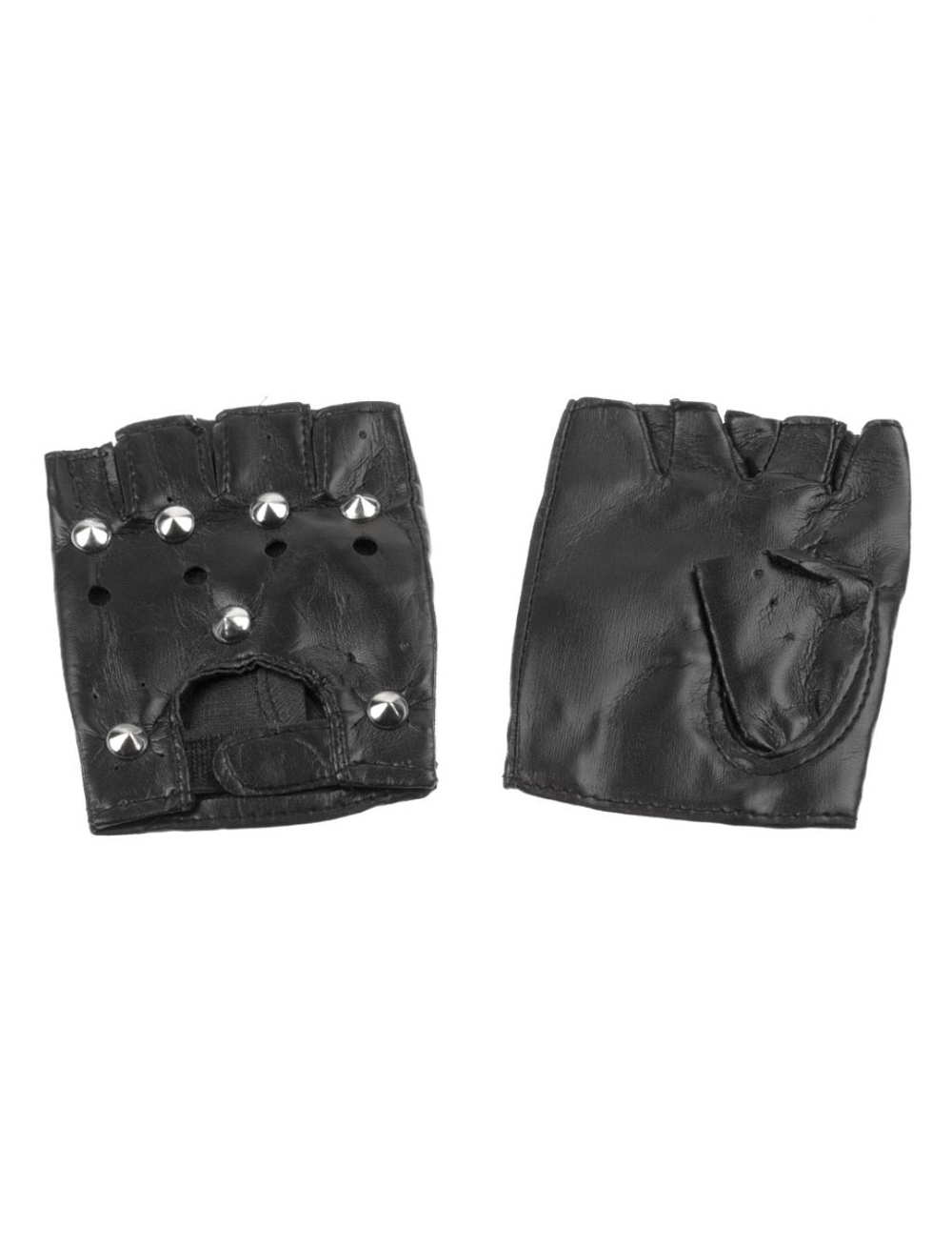 Kostümzubehör Handschuhe fingerlos Punker mit Nieten Farbe: schwarz