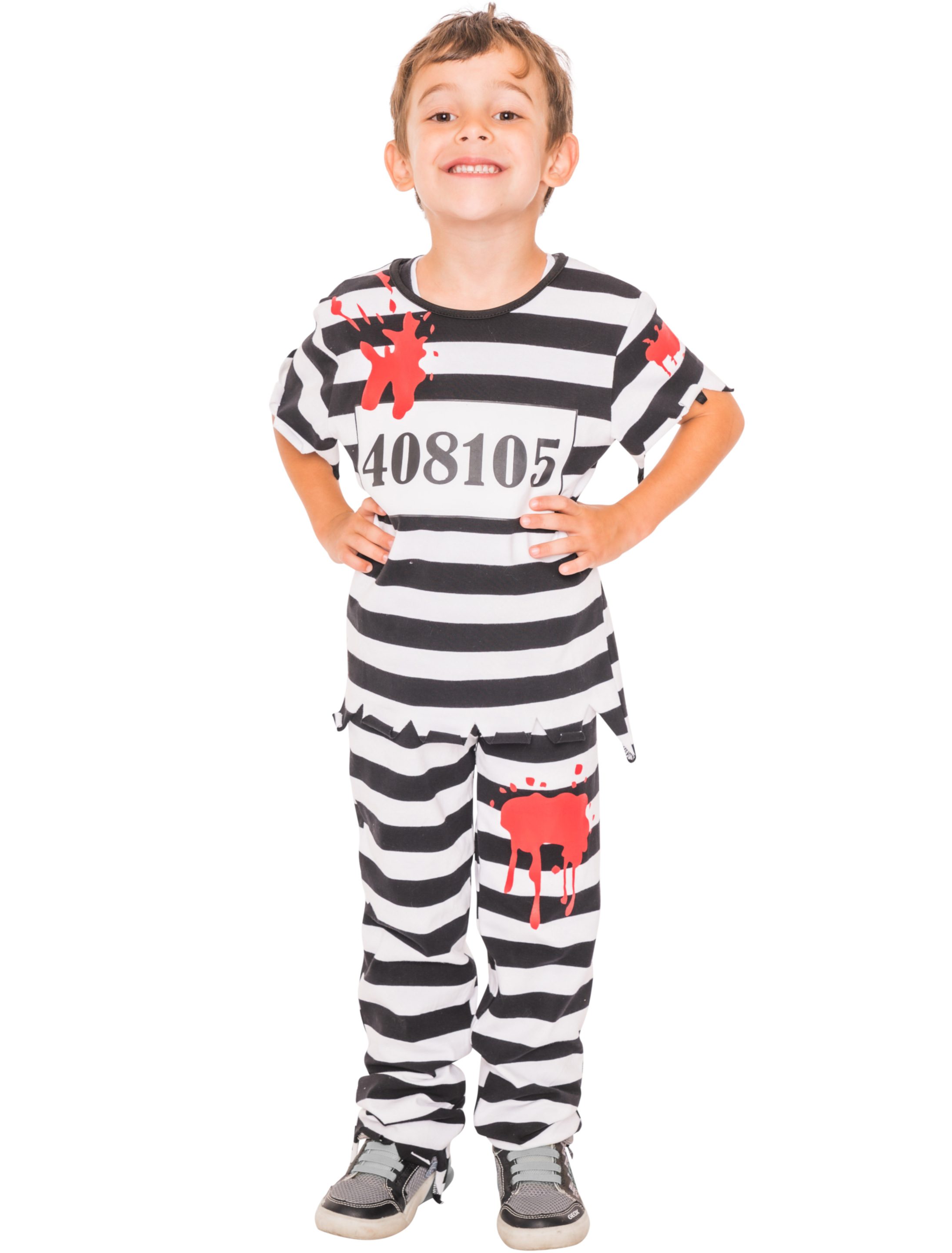 Gefangener mit Blut Kinder 2-tlg. schwarz/weiß 140