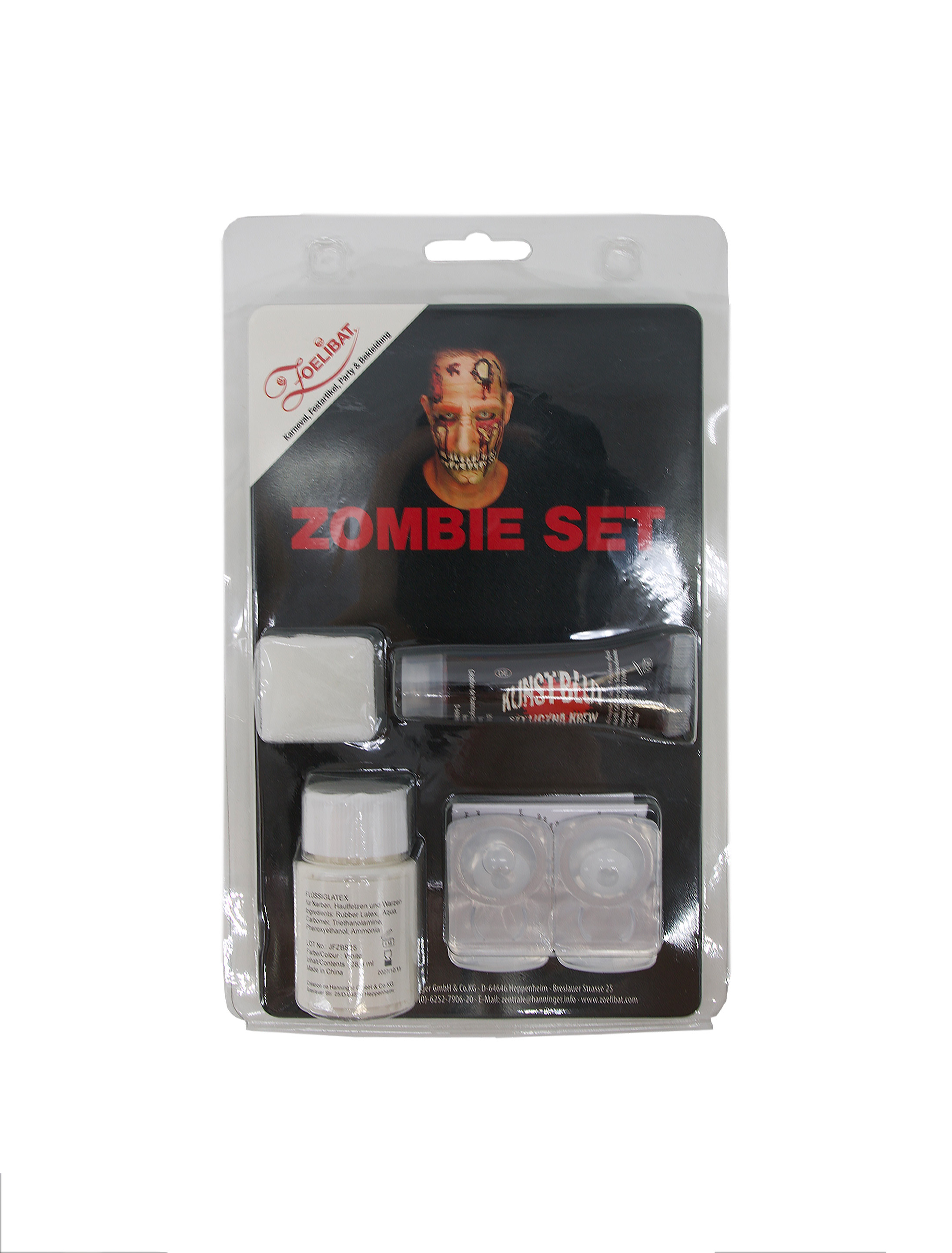 Schmink-Set Zombie 4-tlg. rot/weiß Schminke für Karneval & Fasching