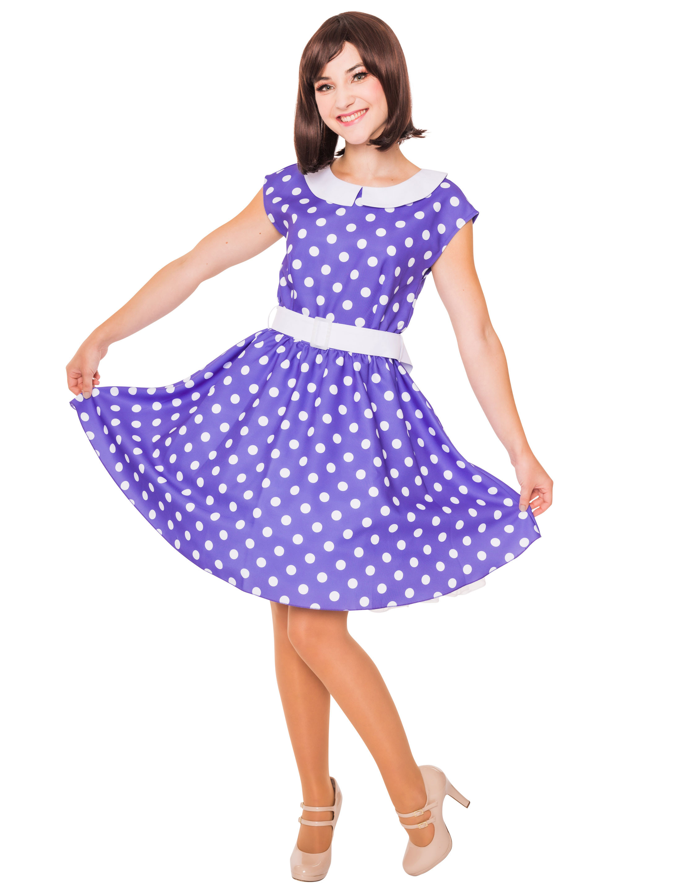 Kleid mit Punkten 2-tlg. violett M