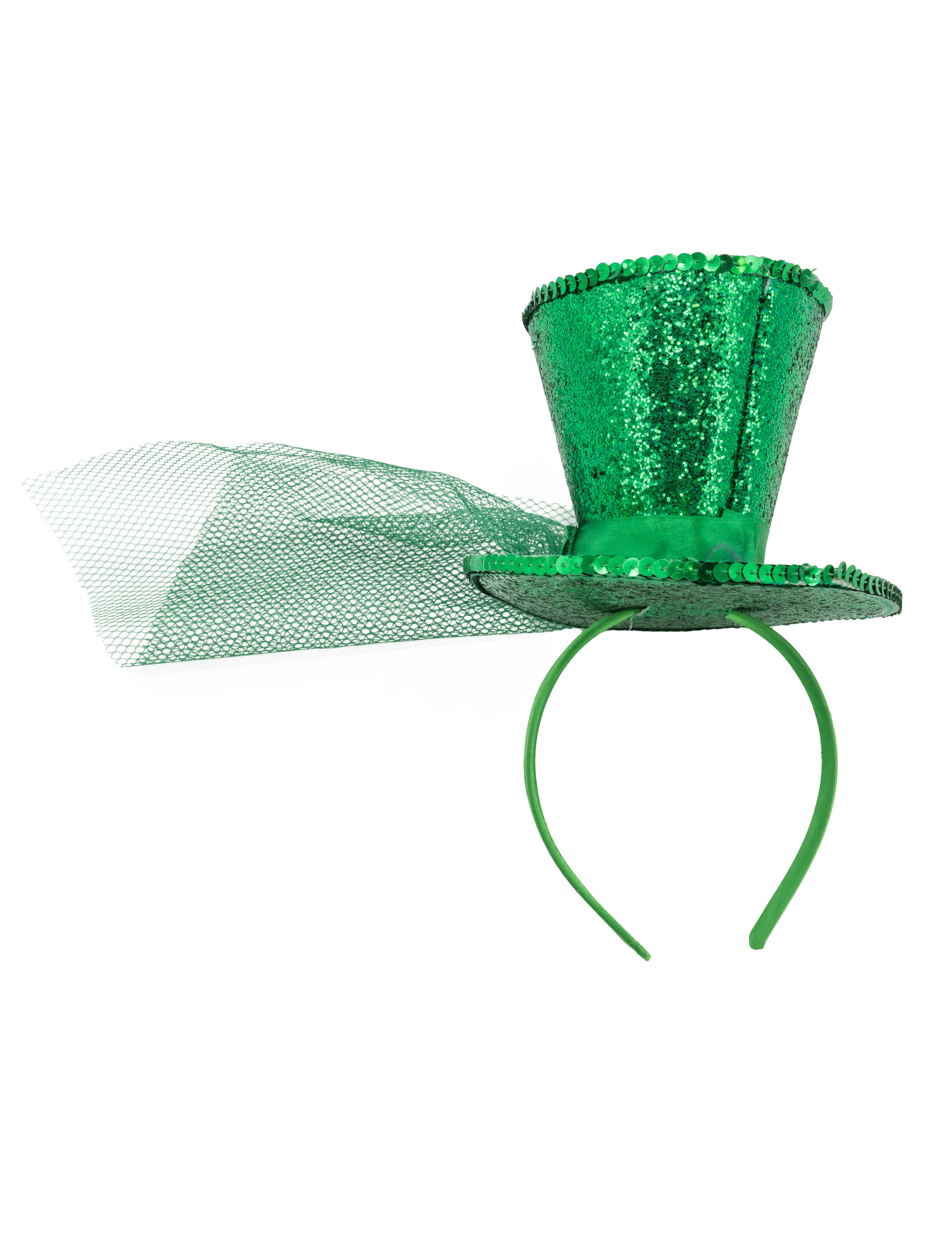Kostümzubehör Haarreif Mini Zylinder Schleier grün