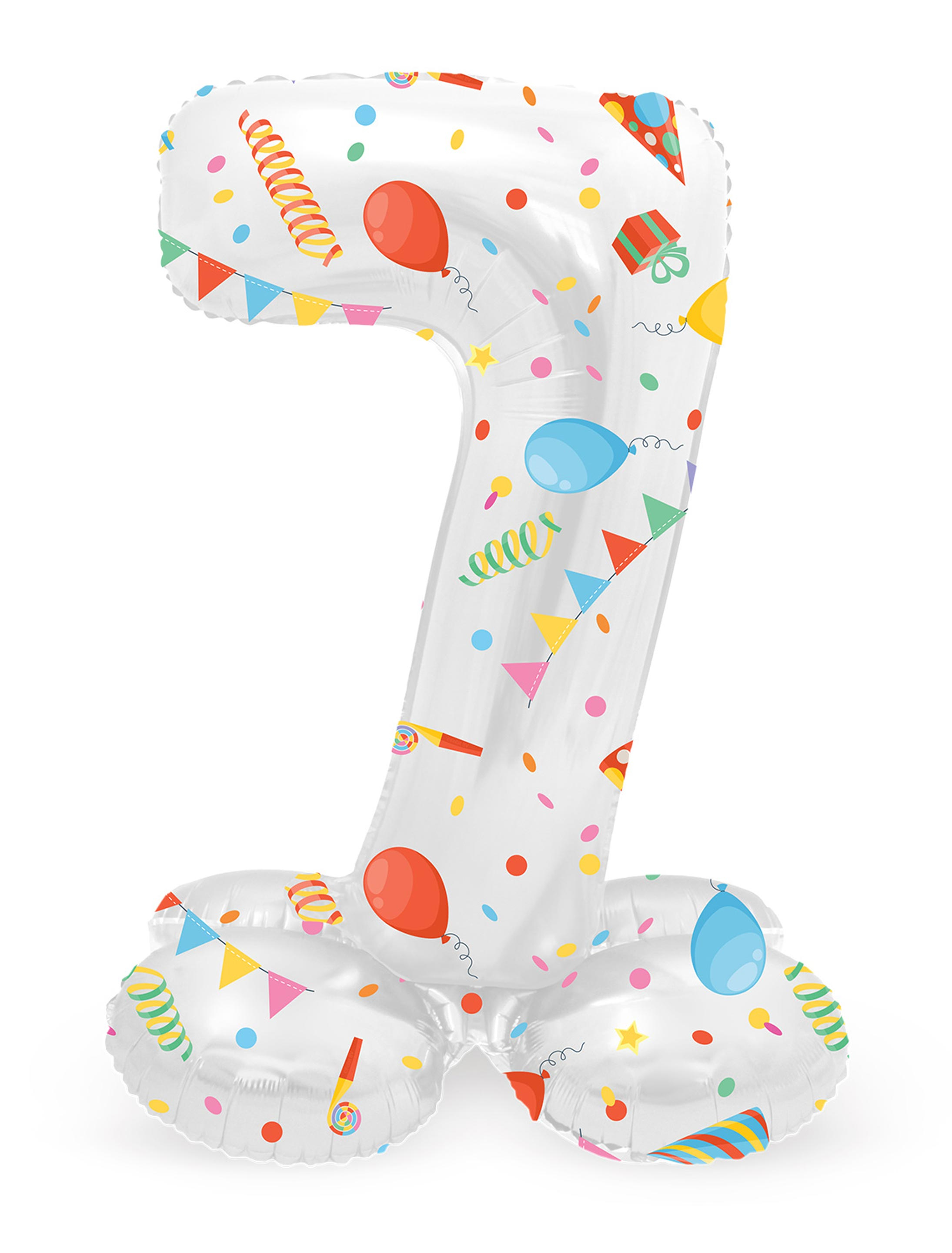 Folienballon stehend Party Zahl 7 Farbe: bunt
